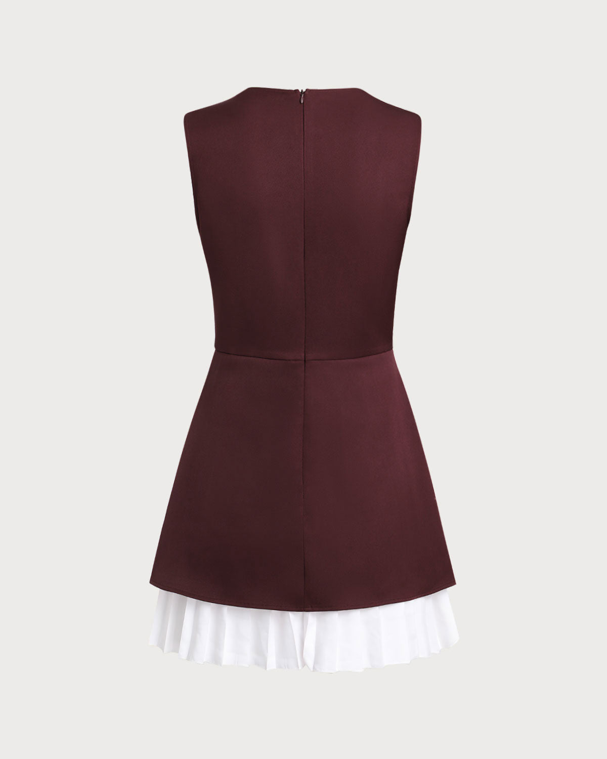 Wine Red Contrast Sleeveless Mini Dress