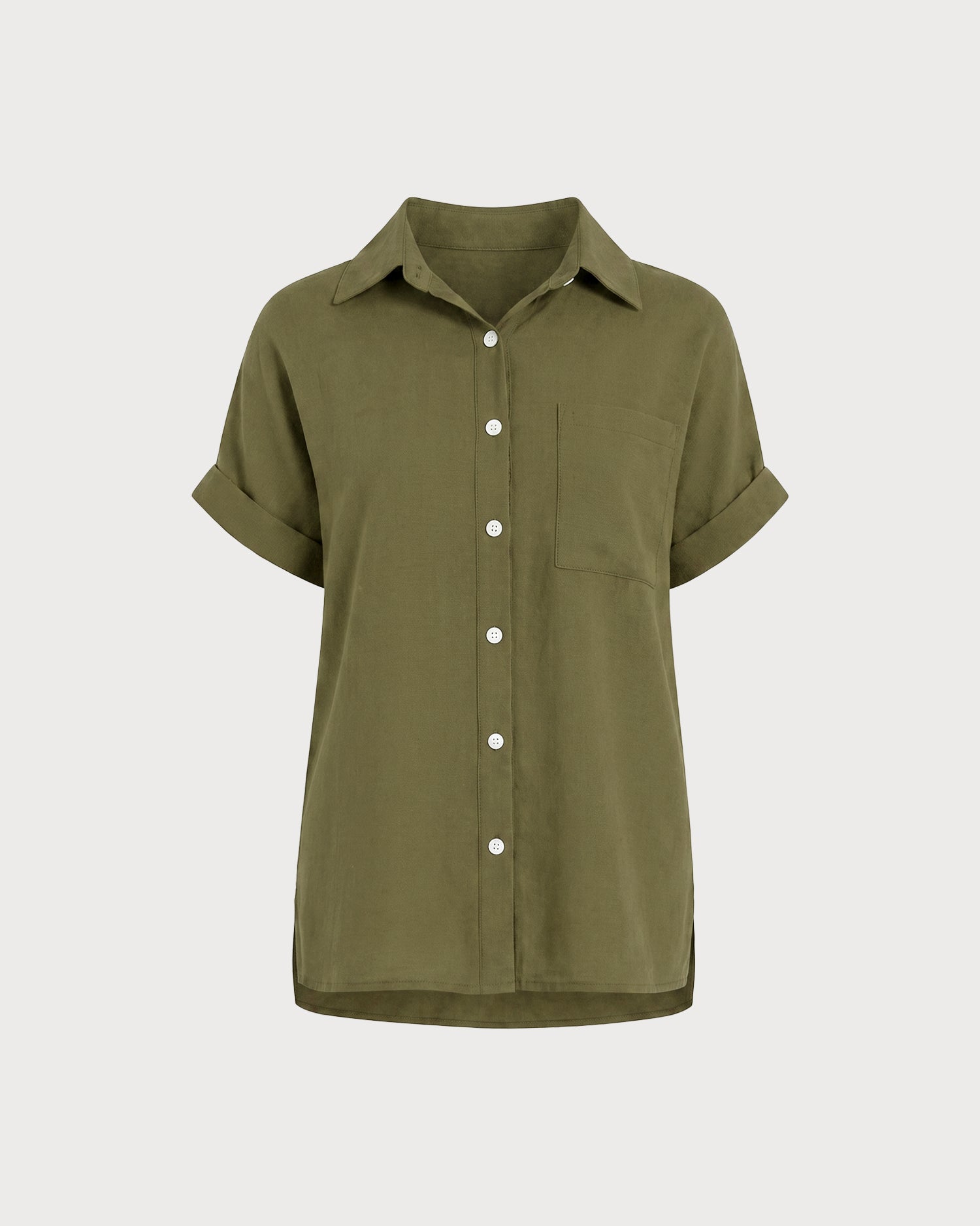 Green Short Sleeve Button Shirt