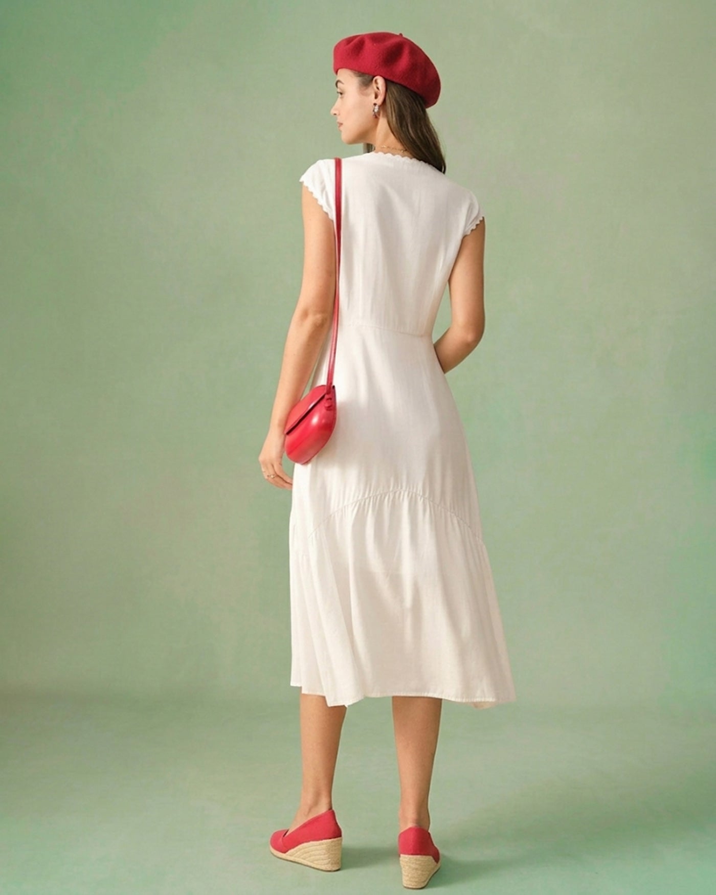 The Solid Color Lapel Midi Dress Dresses - RIHOAS