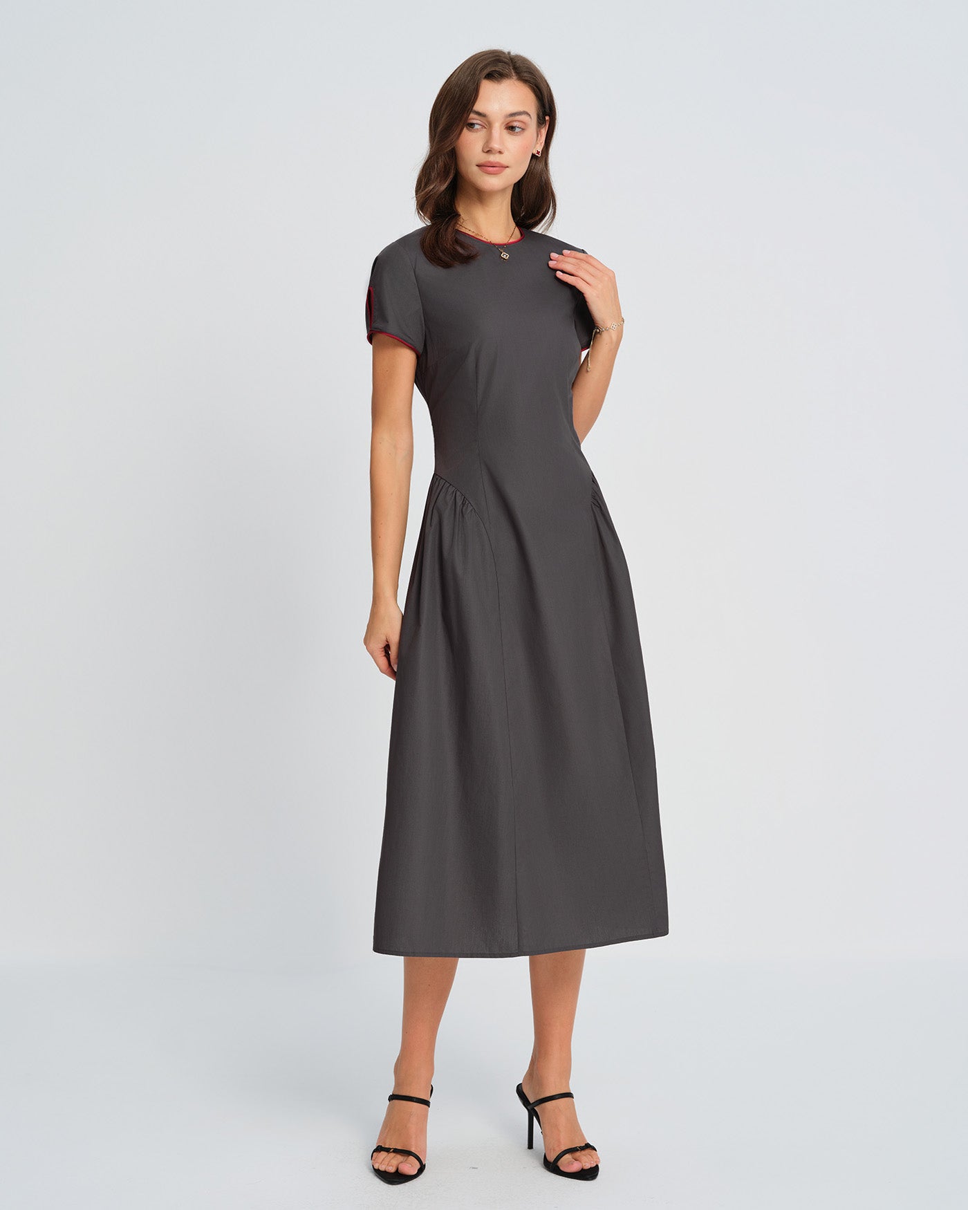 Women'S Woven Polyester Midi Dress Dresses - RIHOAS