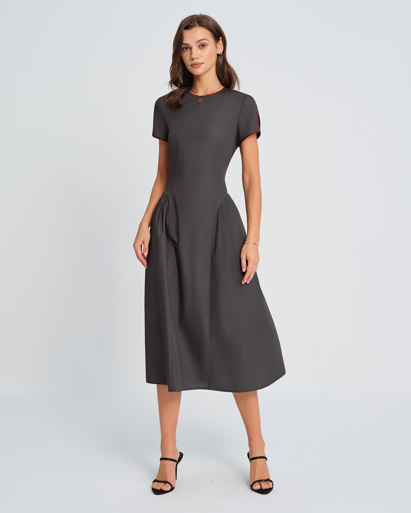Women'S Woven Polyester Midi Dress Dresses - RIHOAS