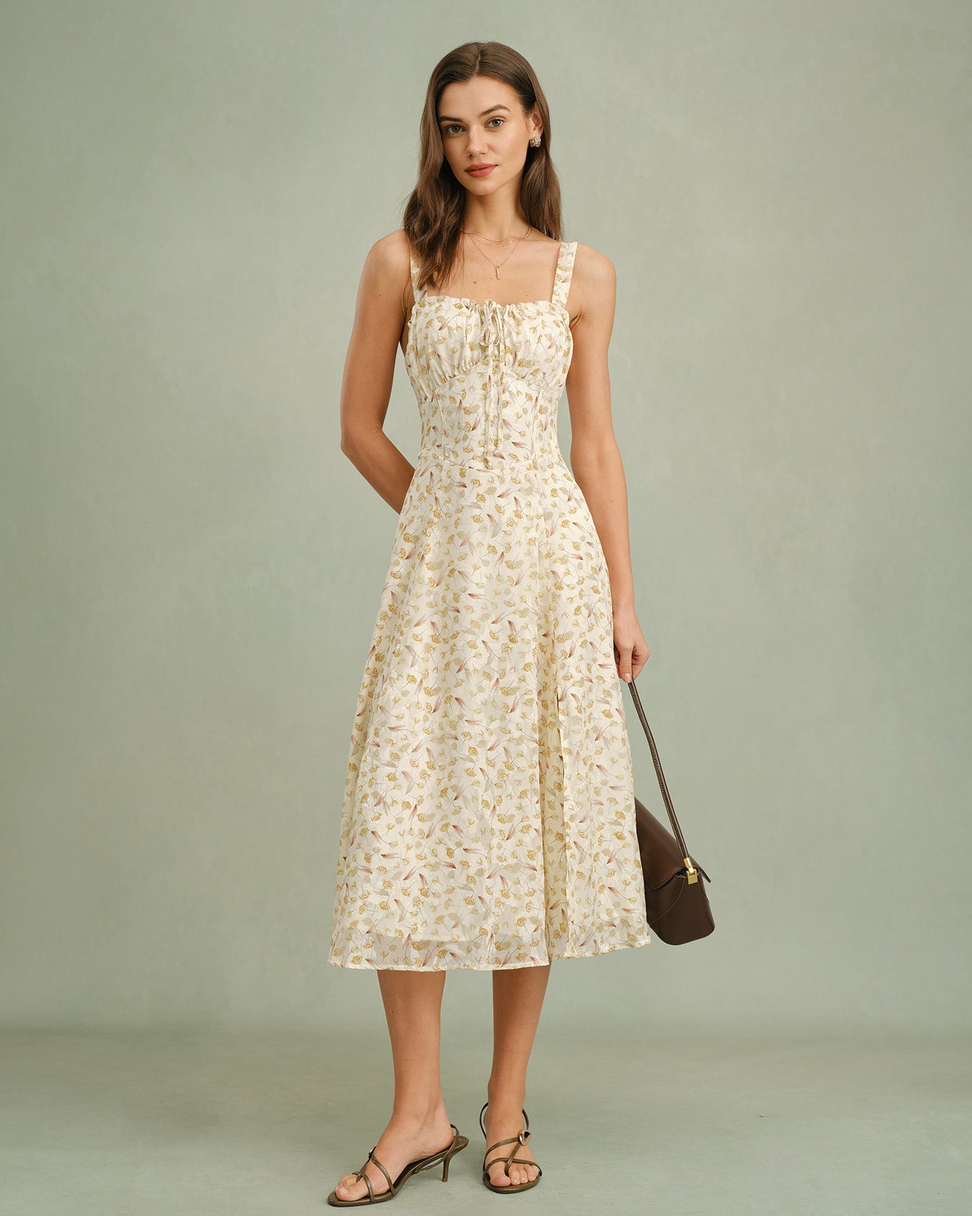 Women's Knit Polyester Midi Dress Apricot Dresses - RIHOAS