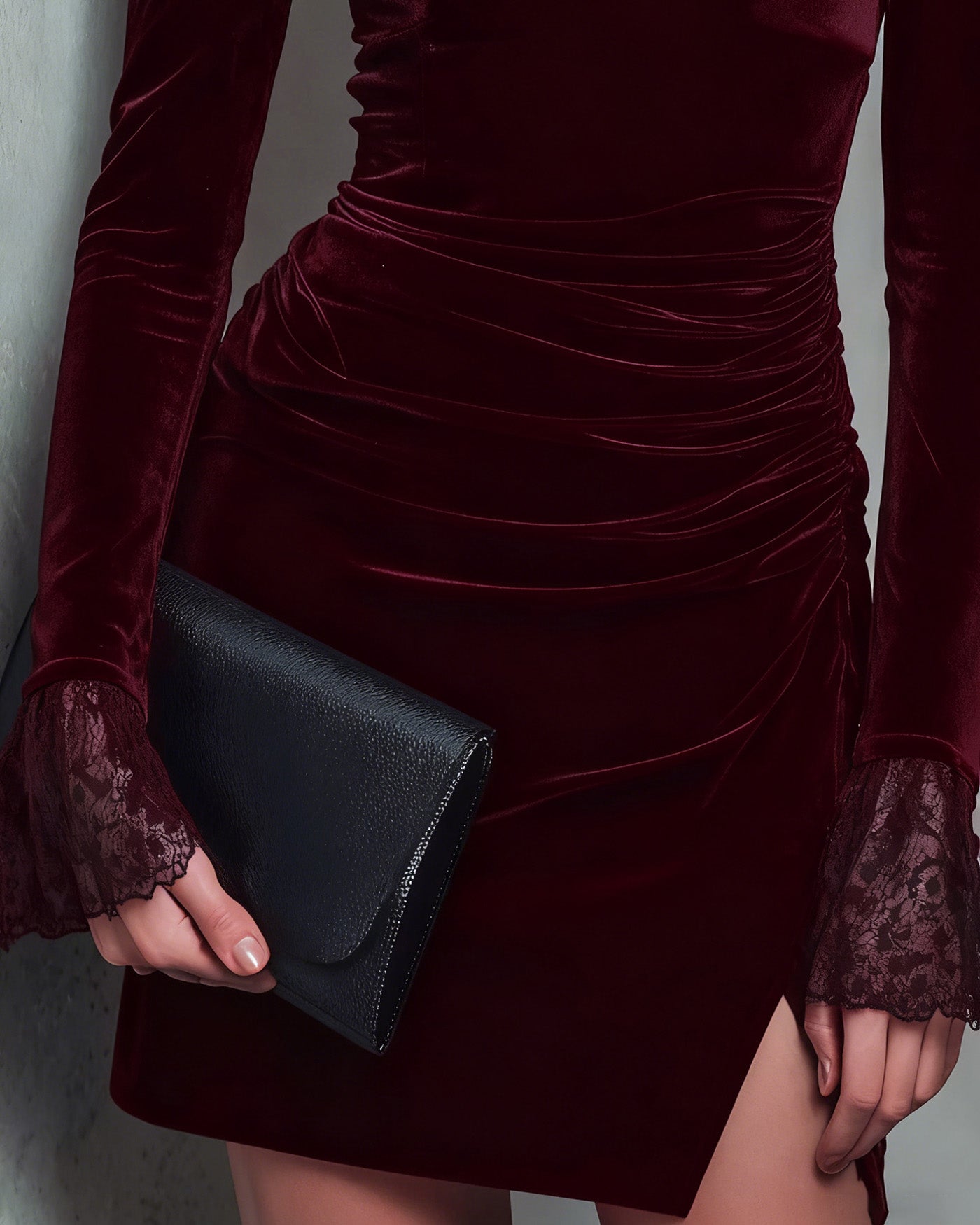 Women's Knit Velvet Mini Dress Dresses - RIHOAS