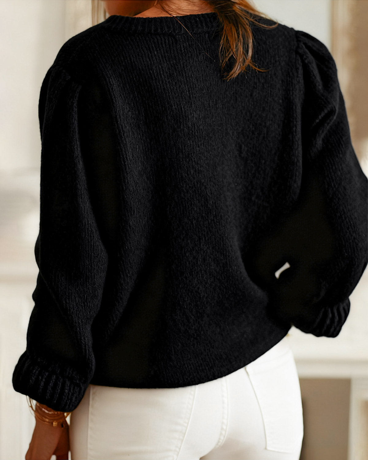 Women's Knitted Acrylic Cardigan Sweater Tops - RIHOAS