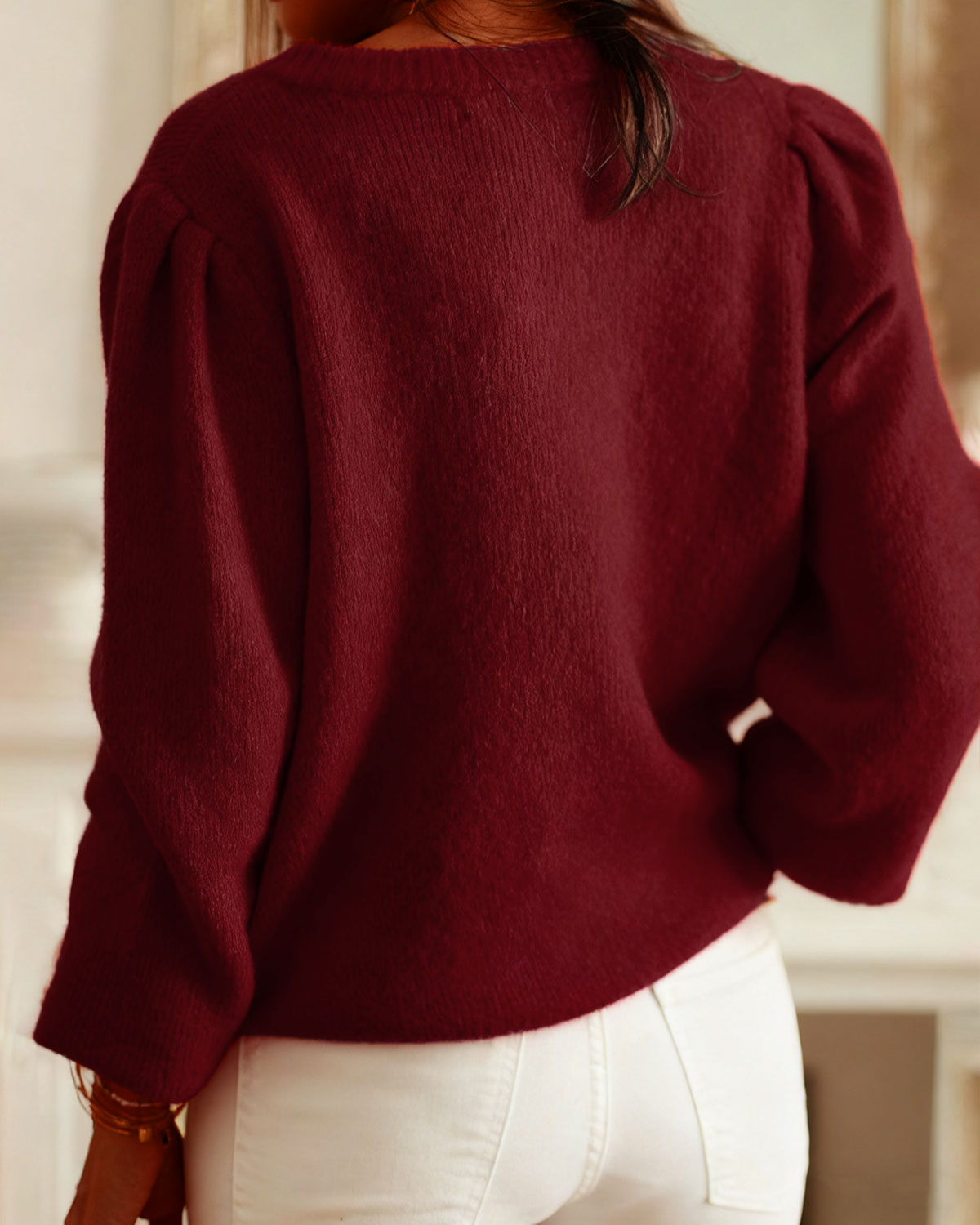 Women's Knitted Acrylic Cardigan Sweater Tops - RIHOAS