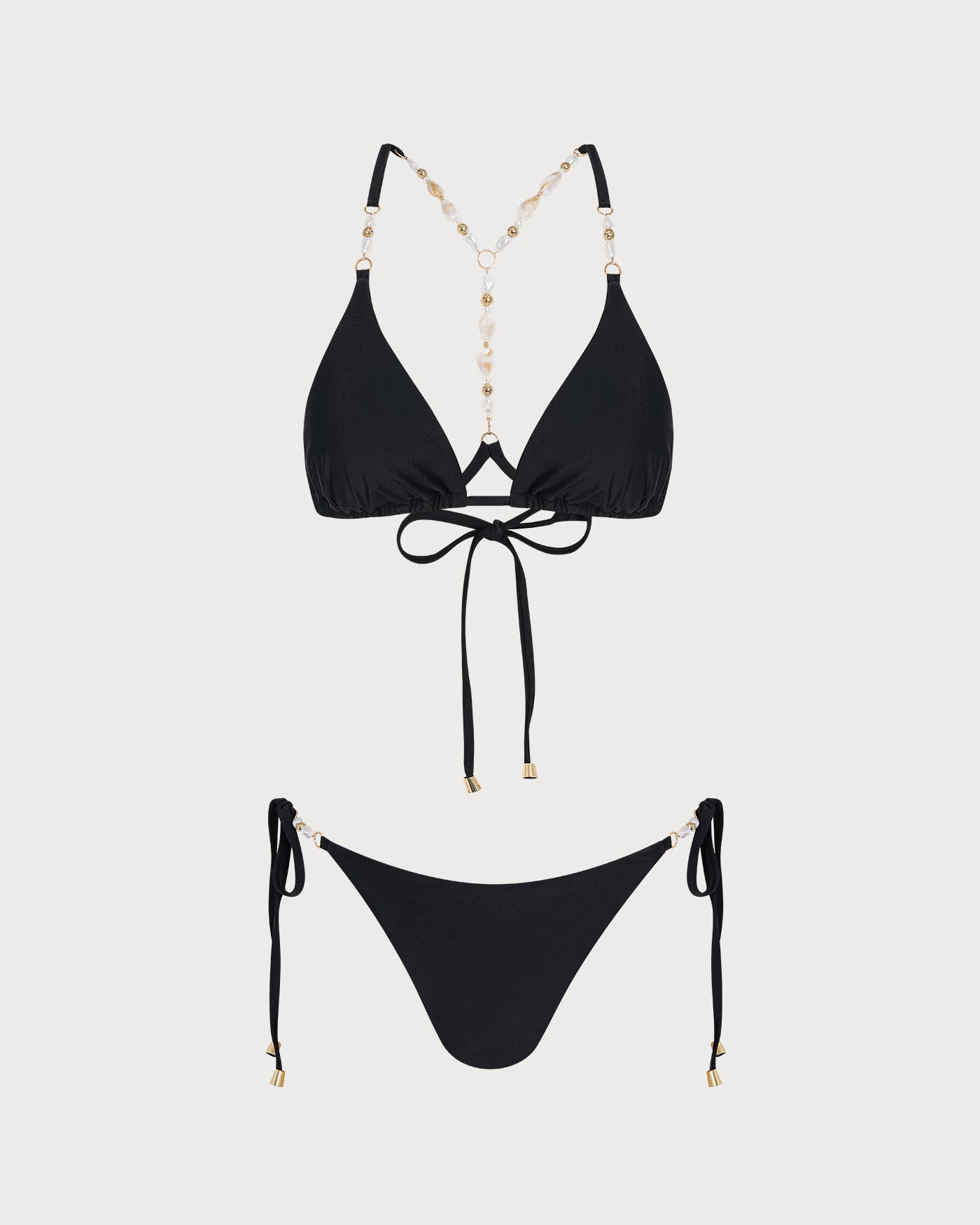 Women's Knitted Nylon Bikini Set Black Bikinis - RIHOAS