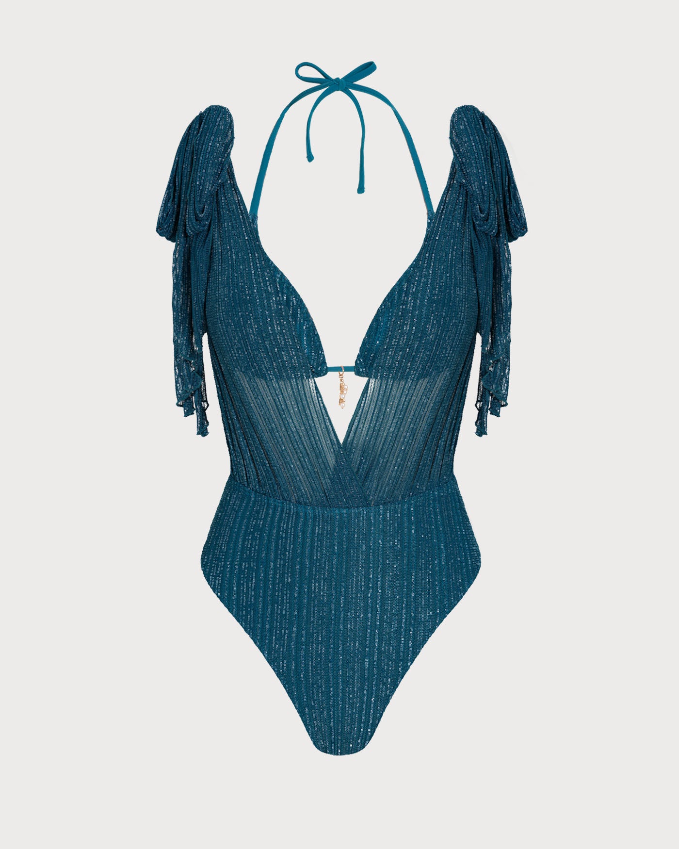 Women's Knitted Nylon Silver Bikini Set Blue Bikinis - RIHOAS