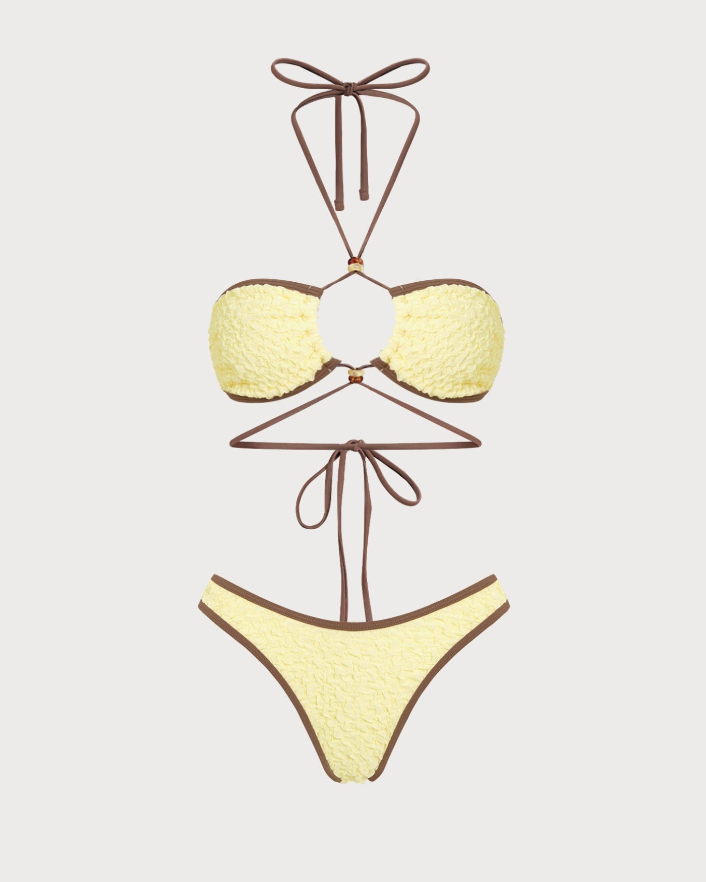 Women's Knitted Polyester Beaded Bikini Set Bikinis - RIHOAS