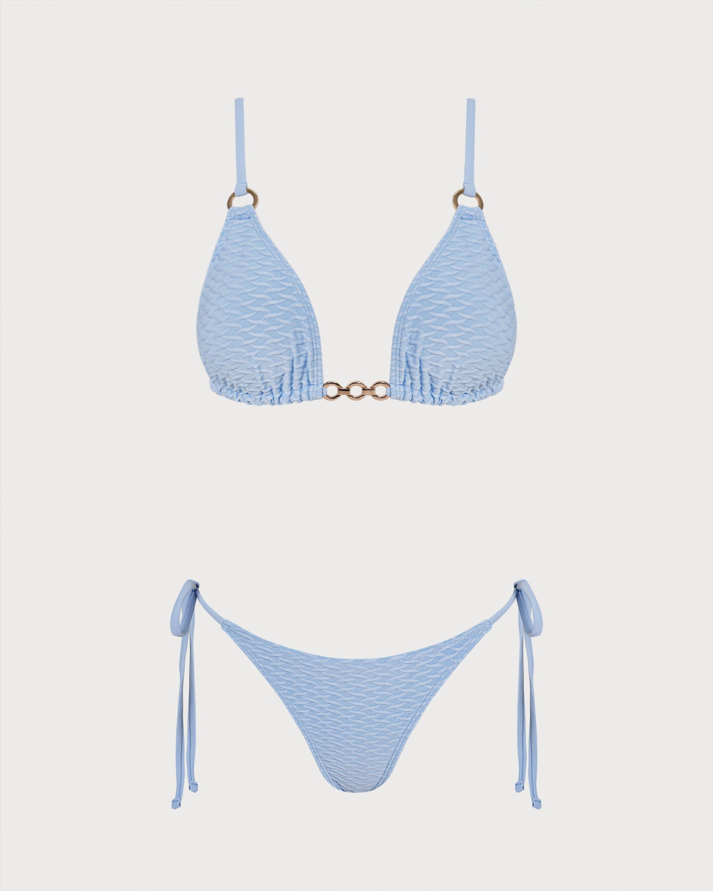Women's Knitted Polyester Bikini Set Blue Bikinis - RIHOAS