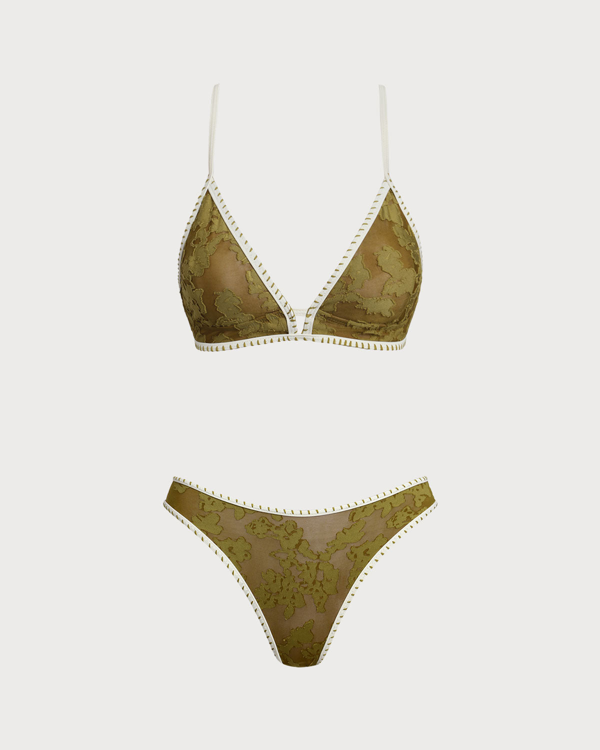 Women's Knitted Polyester Bikini Set Green Bikinis - RIHOAS
