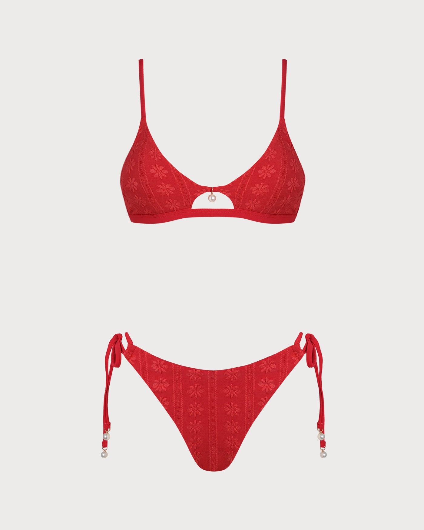 Women's Knitted Polyester Bikini Set Red Bikinis - RIHOAS