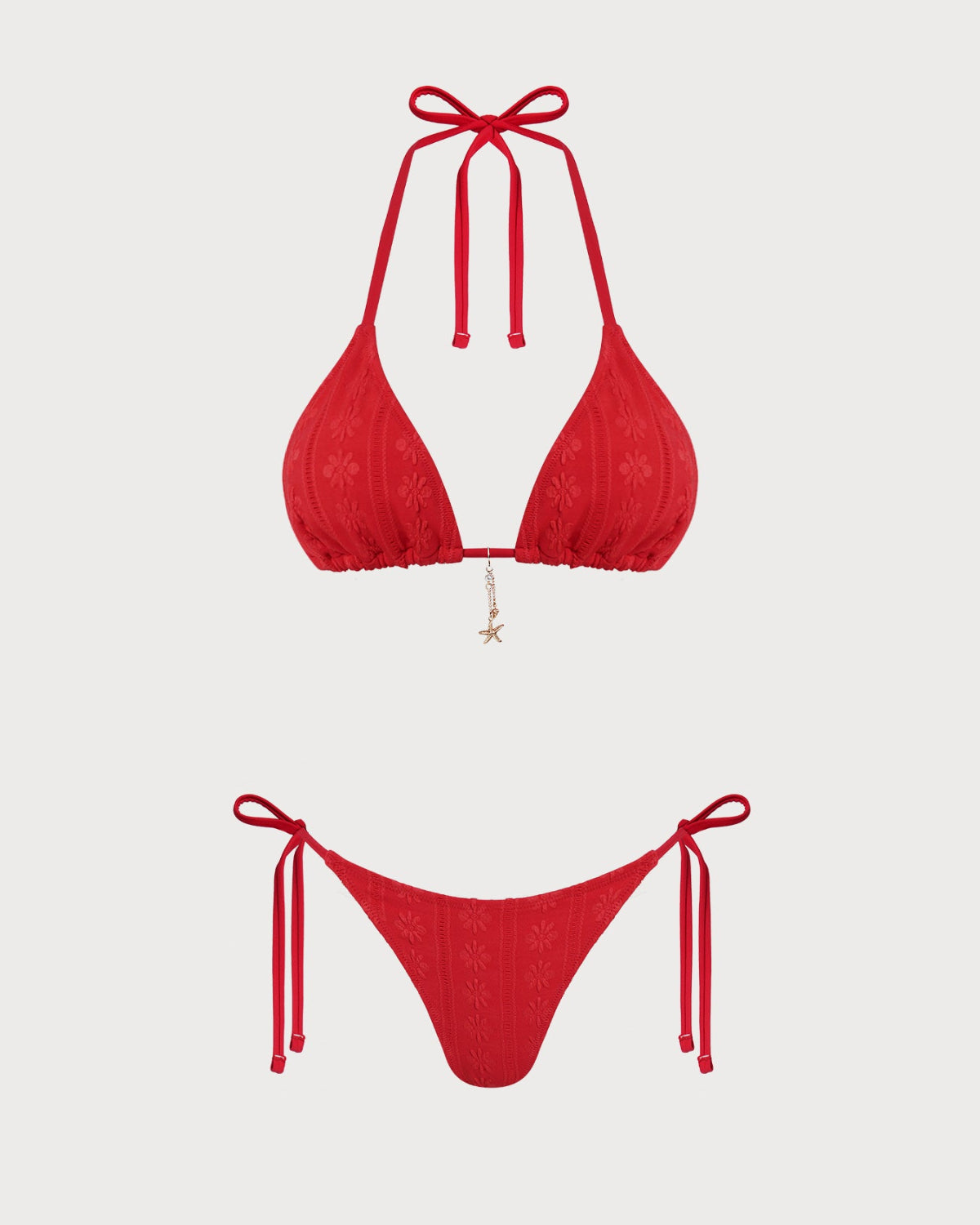 Women's Knitted Polyester Bikini Set Red Bikinis - RIHOAS