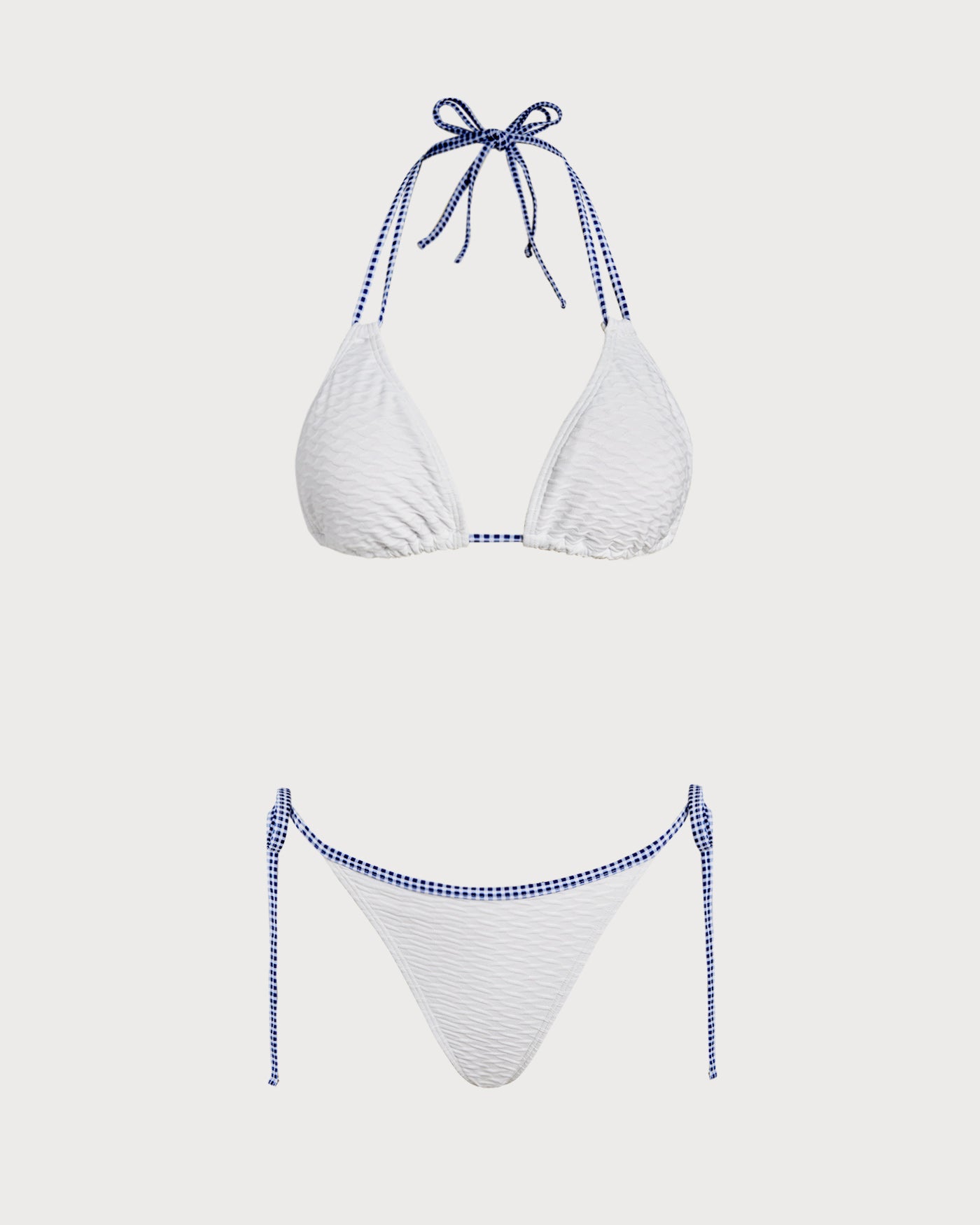 Women's Knitted Polyester Color Block Bikini Set White Bikinis - RIHOAS