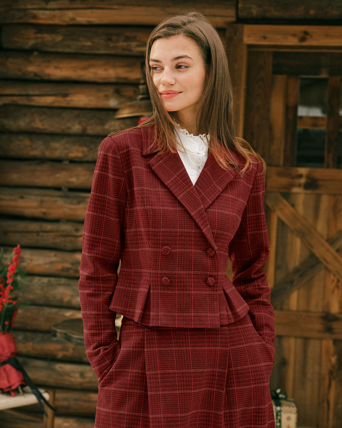 Women's knitted polyester jacket Red Outerwear - RIHOAS