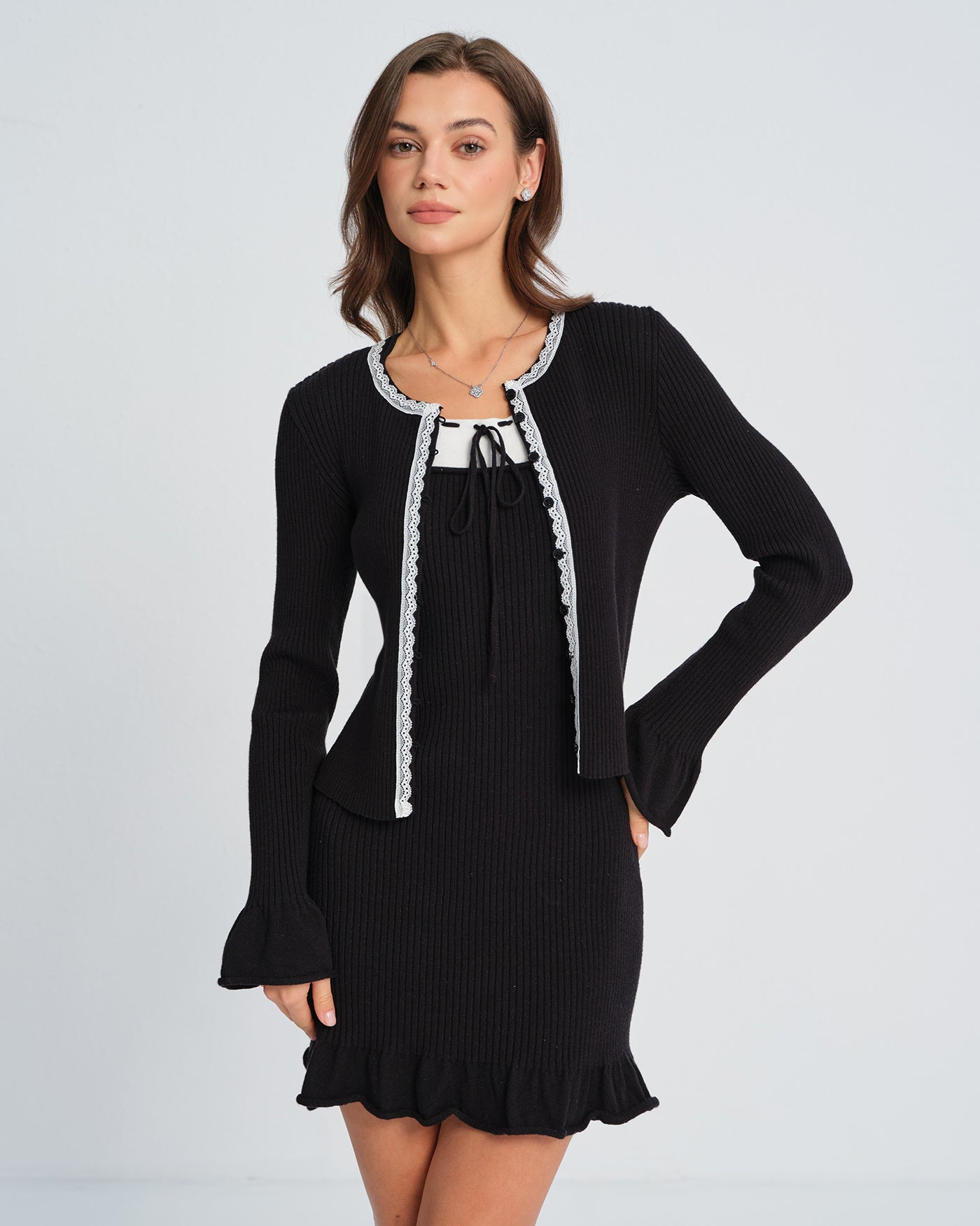 Women's Knitted Polyester Knit Cardigans Tops - RIHOAS