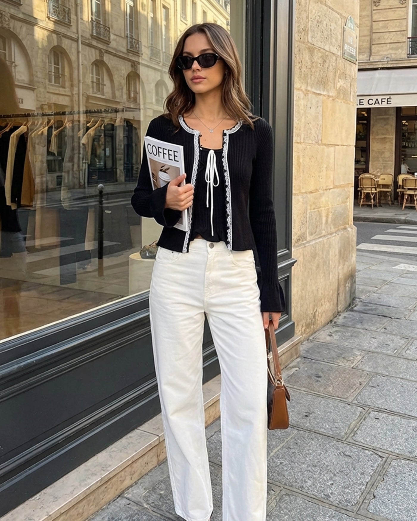 Women's Knitted Polyester Knit Cardigans Tops - RIHOAS