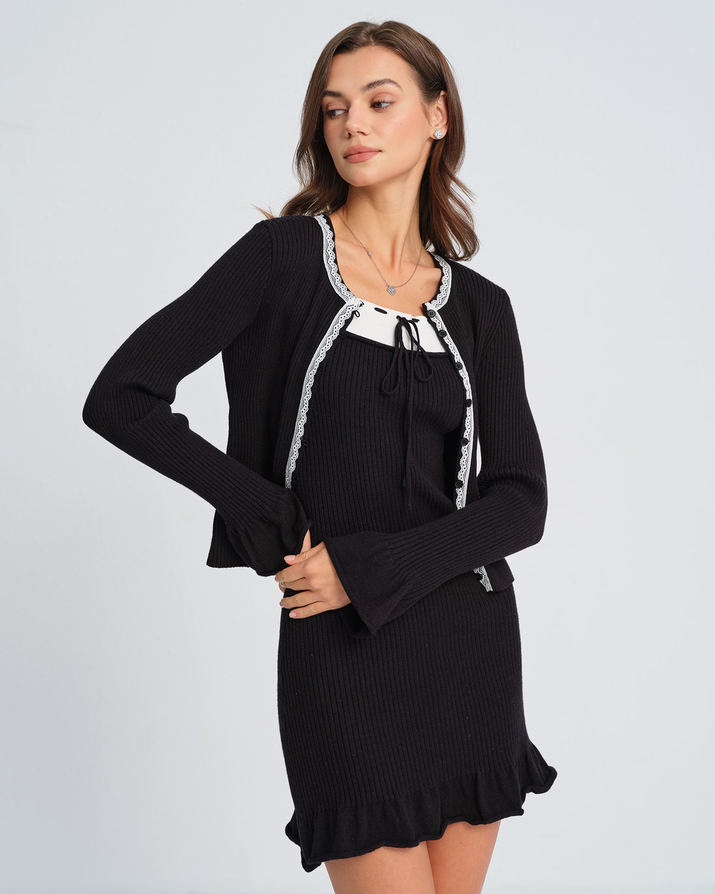 Women's Knitted Polyester Knit Cardigans Tops - RIHOAS