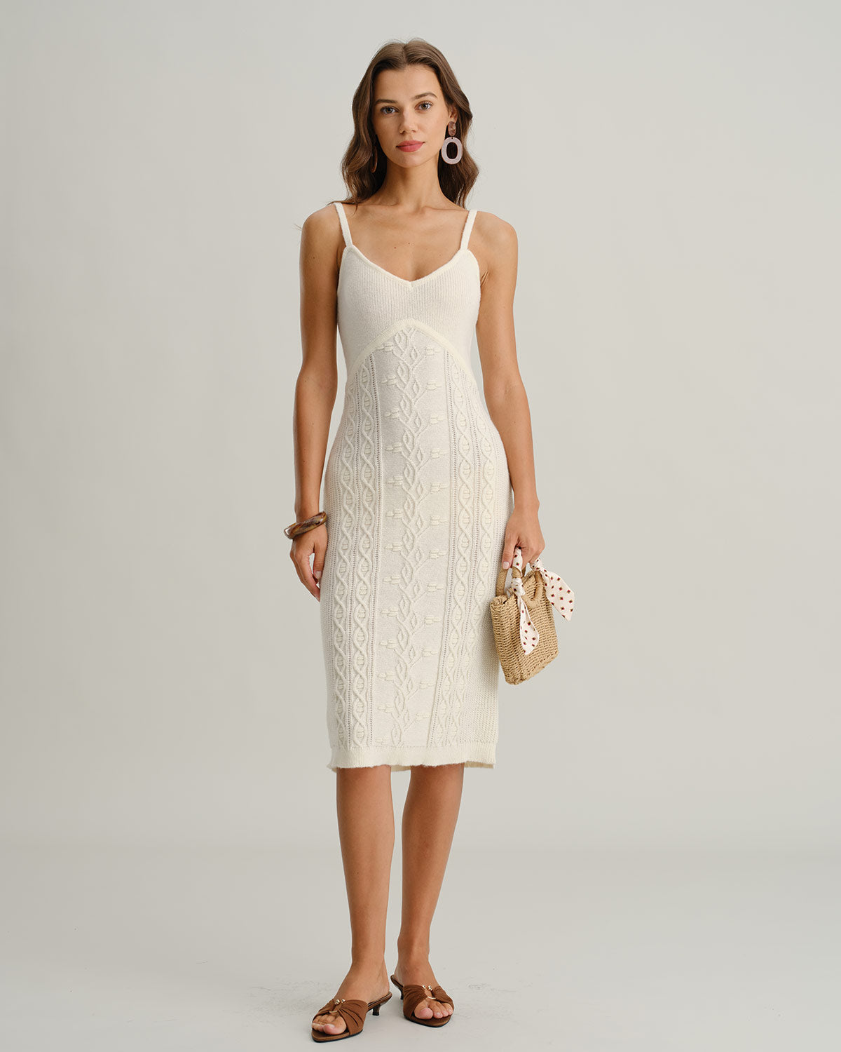 Women's Knitted Polyester Midi Dress Dresses - RIHOAS
