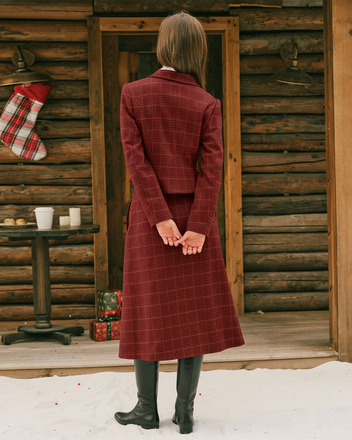 Women's Knitted Polyester Midi Skirt Bottoms - RIHOAS