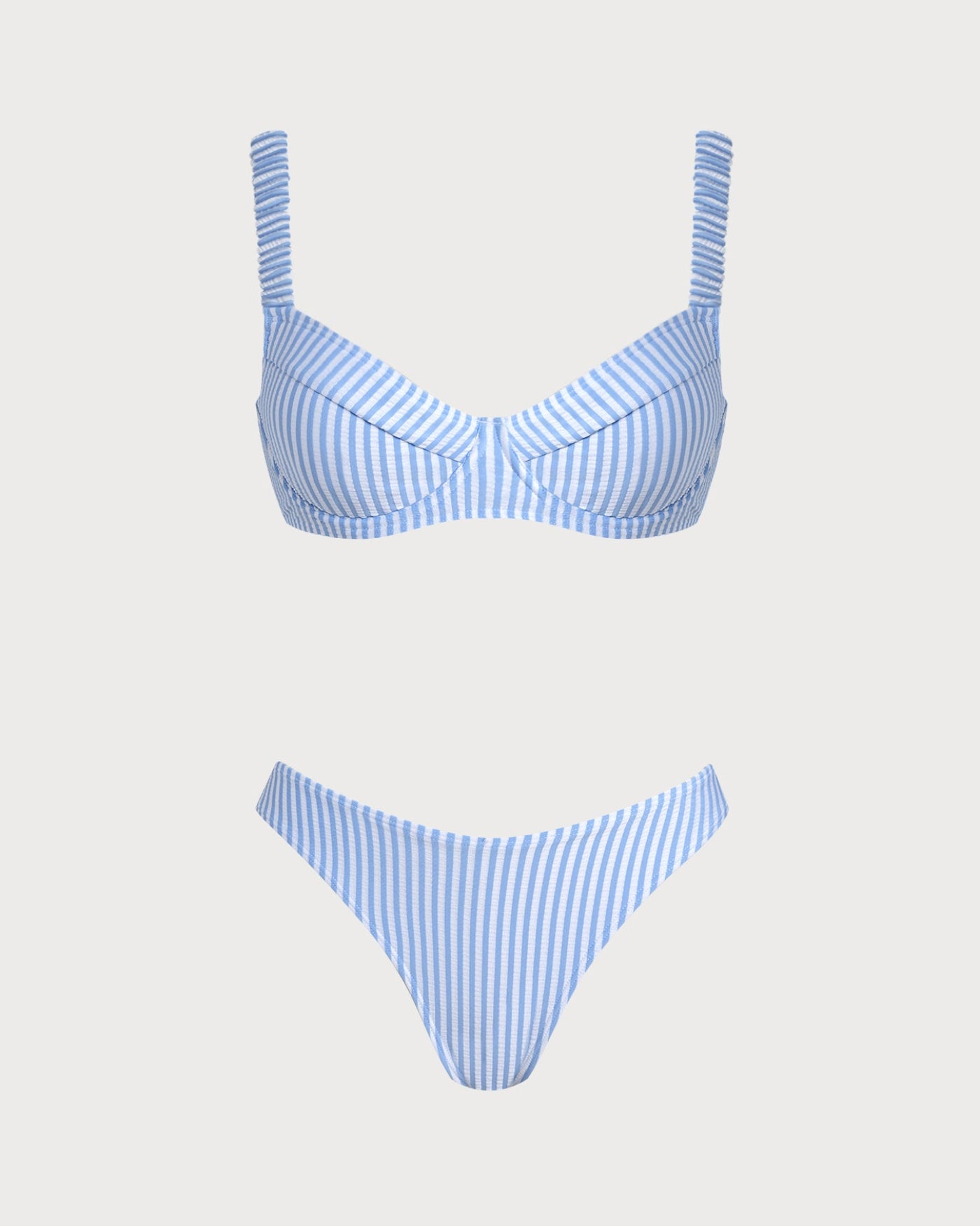 Women's Knitted Polyester Plaid Bikini Set Blue Bikinis - RIHOAS