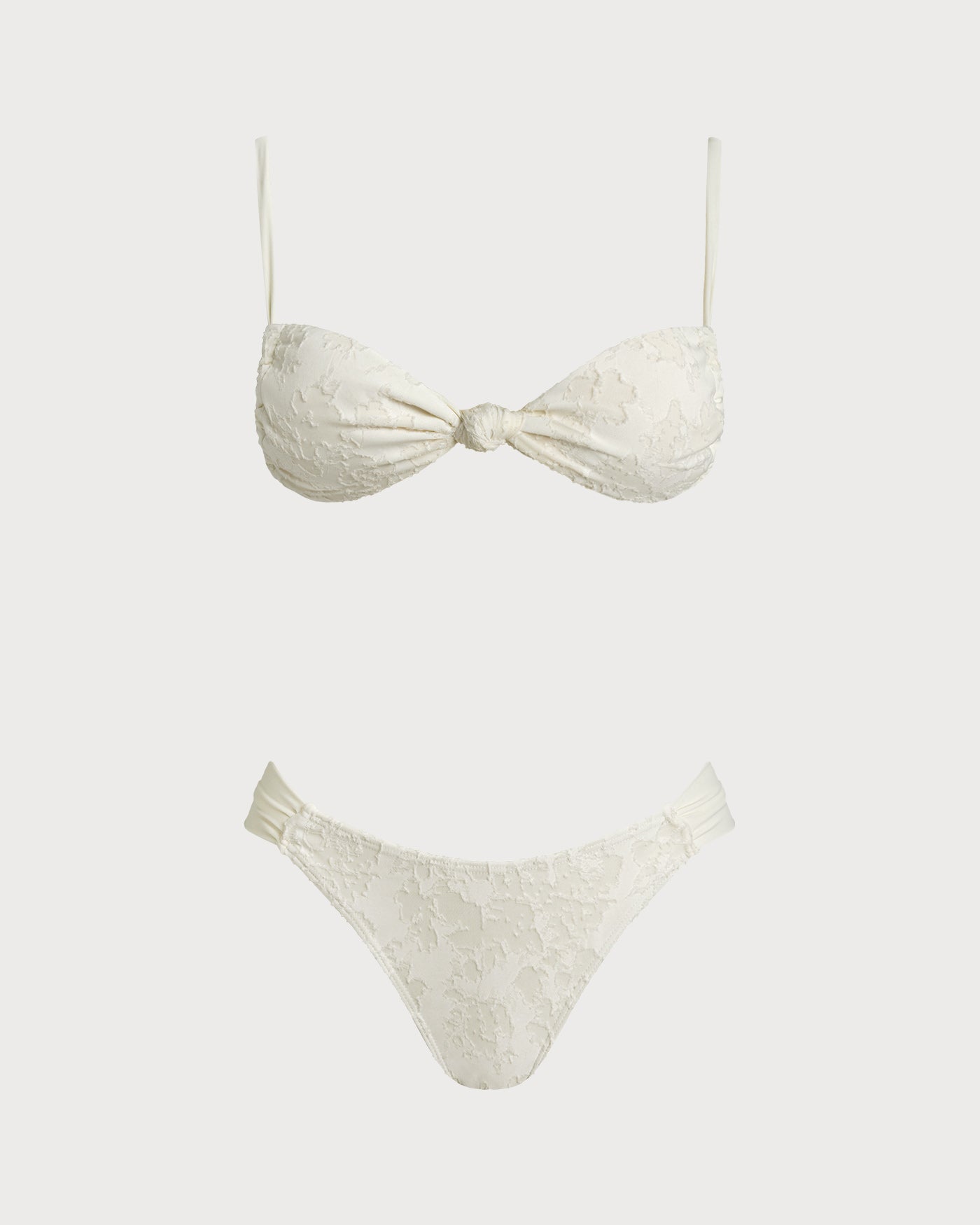 Women's Knitted Polyester Strappy Bikini Set White Bikinis - RIHOAS