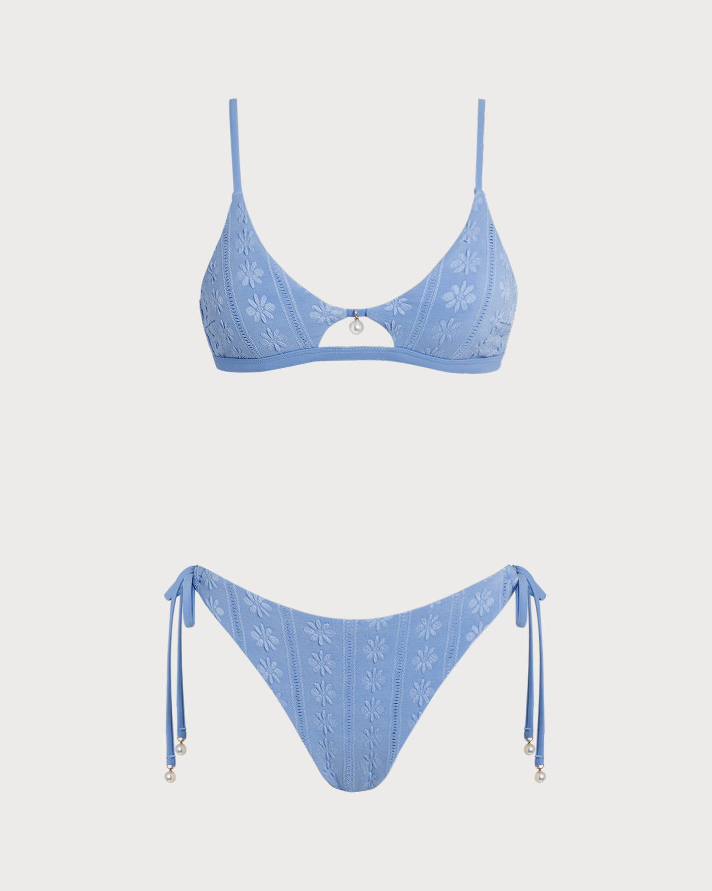 Women's Knitted Polyester Tankini Set Blue Bikinis - RIHOAS