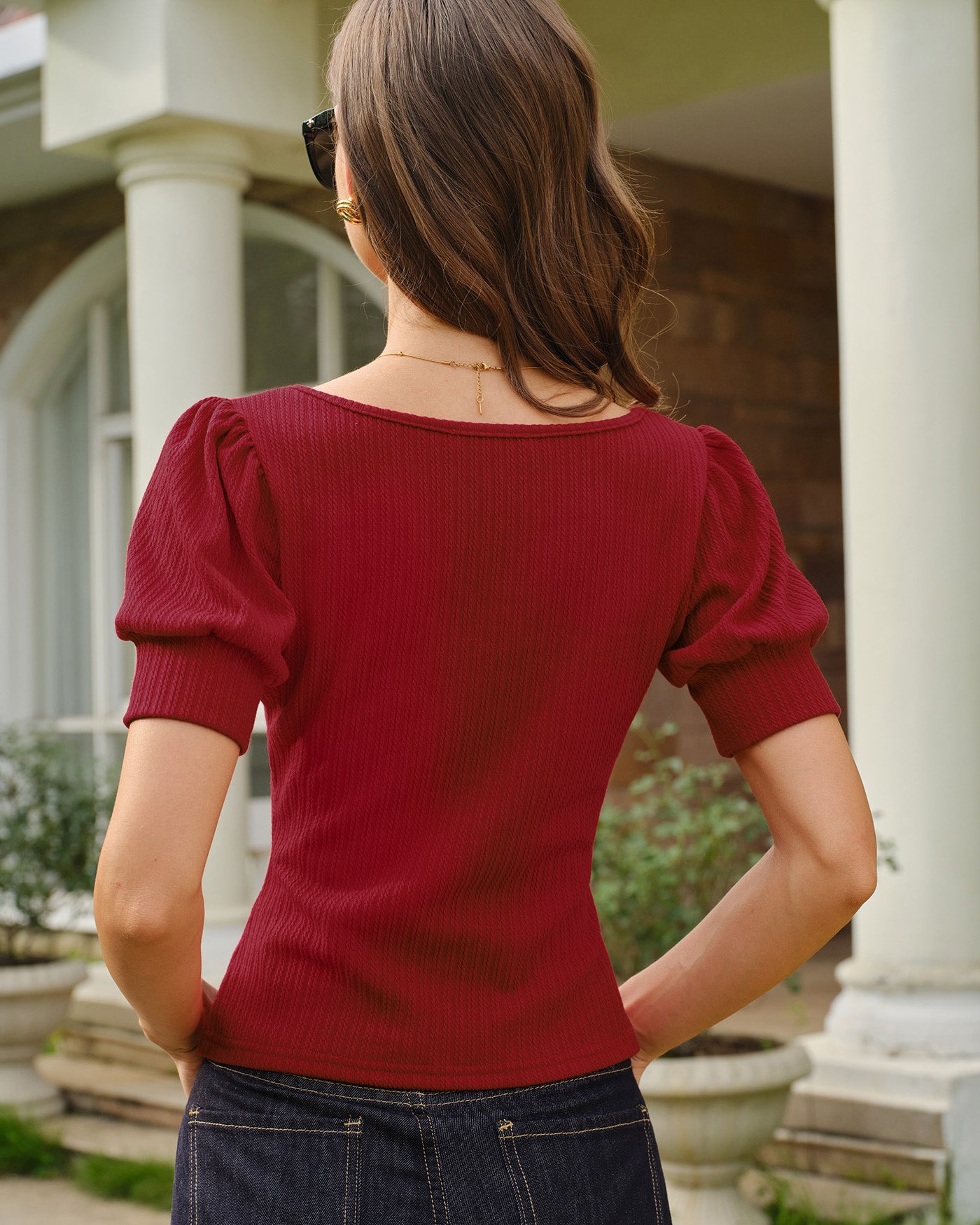Women's Knitted Polyester Tees Tops - RIHOAS