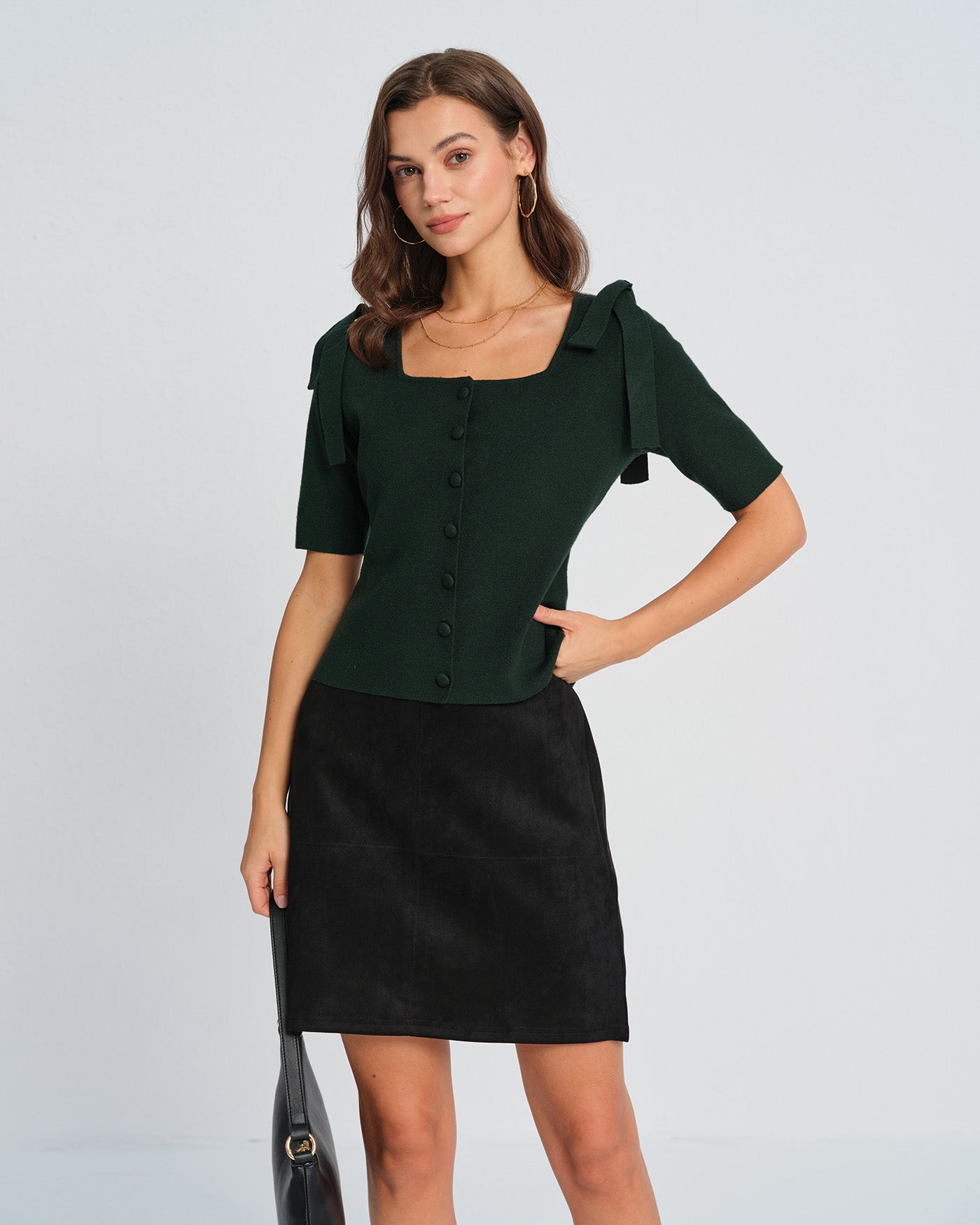 Women's Knitted Viscose Knit Cardigans Green Tops - RIHOAS
