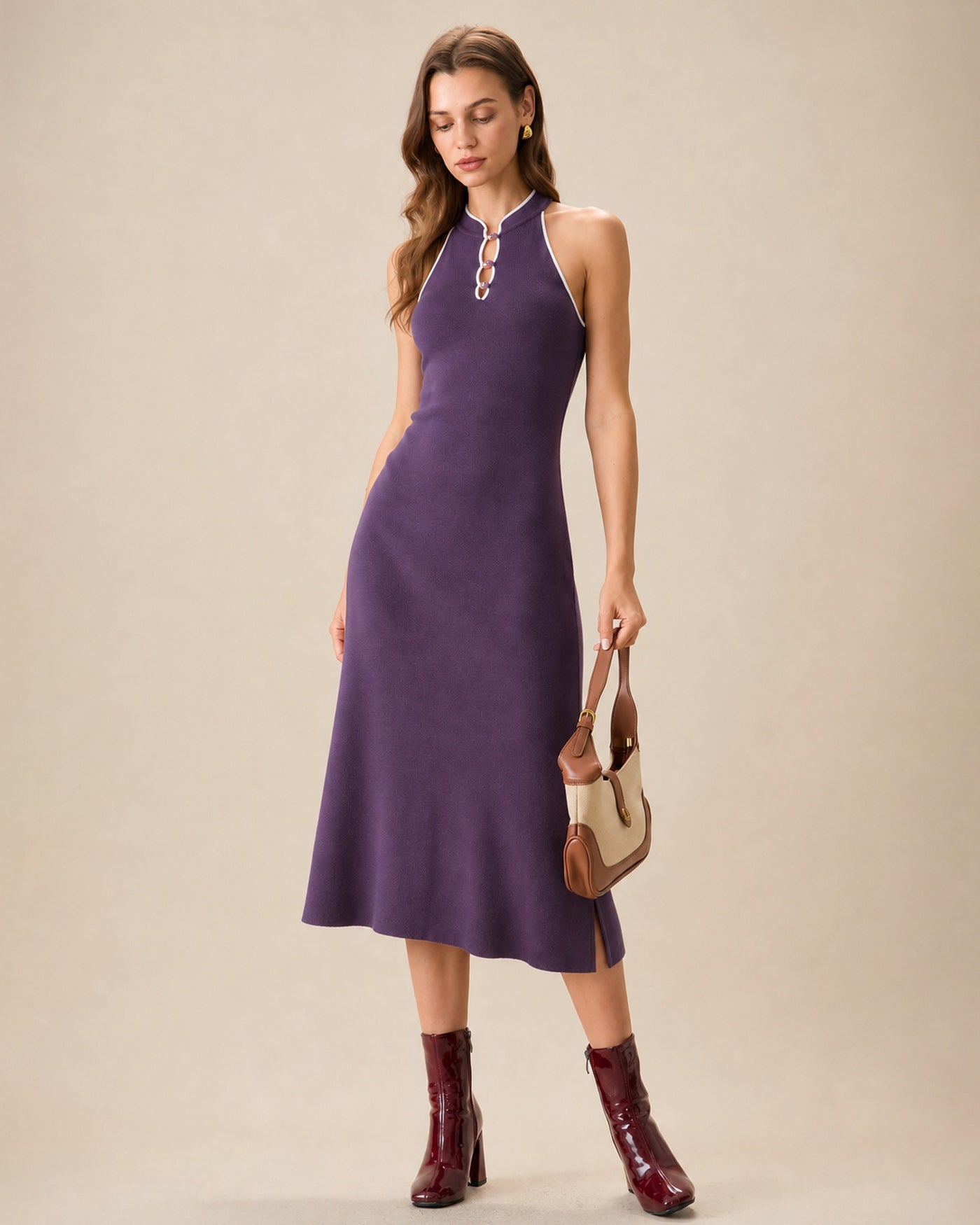 Women's Knitted Viscose Midi Dresses Dresses - RIHOAS