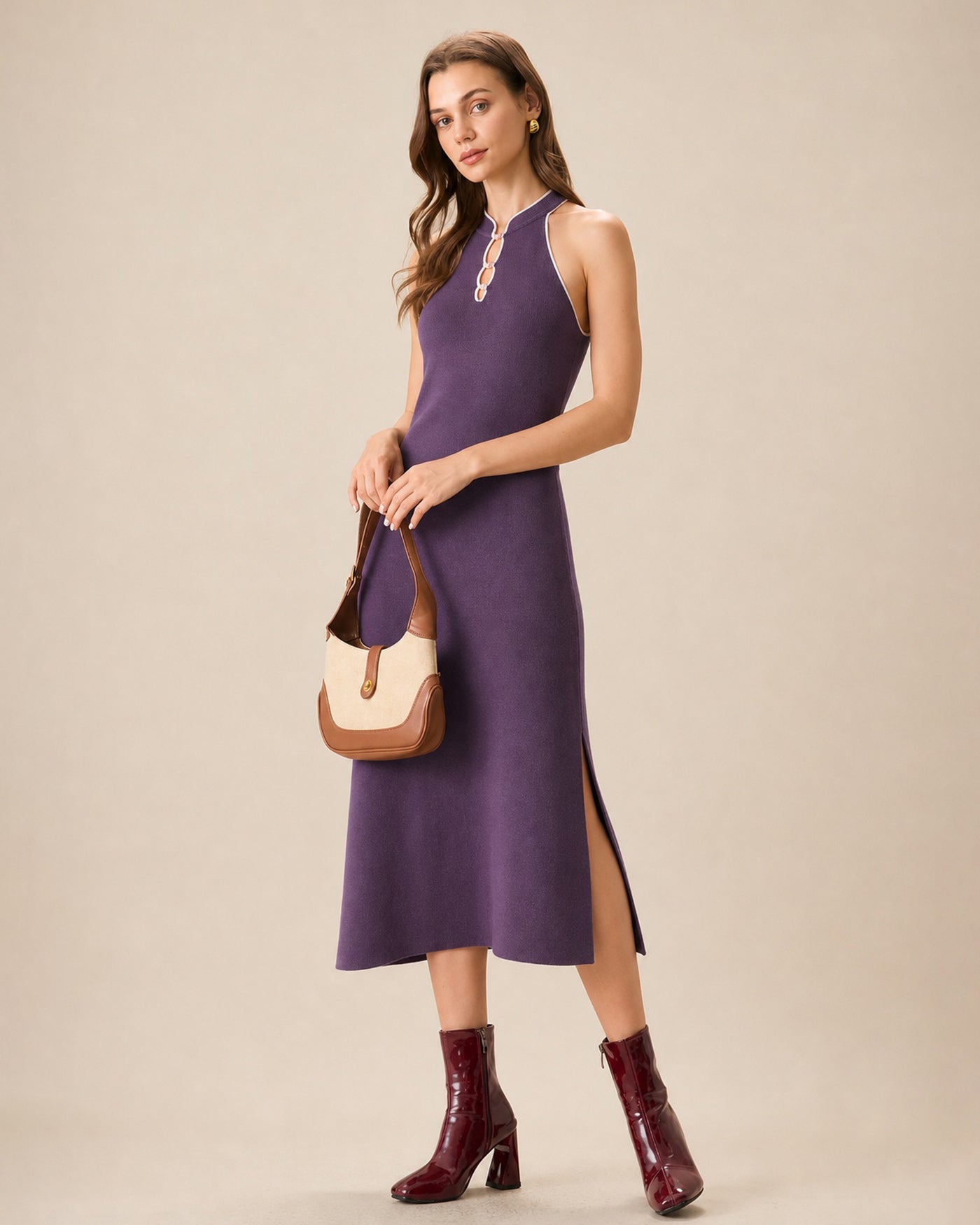 Women's Knitted Viscose Midi Dresses Dresses - RIHOAS