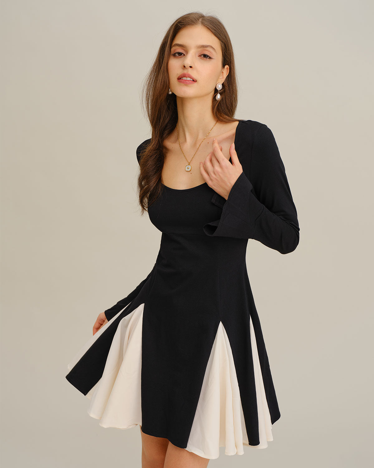 Women's Knitted Viscose Mini Dresses Black Dresses - RIHOAS