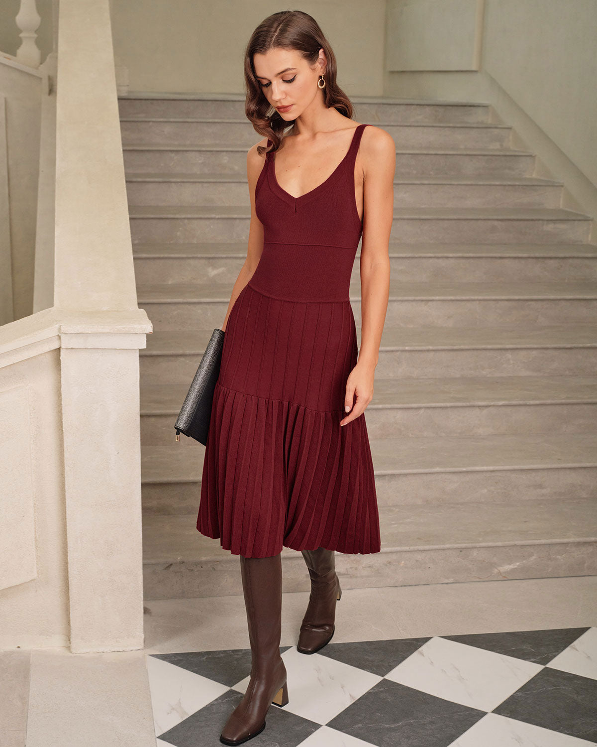 Women's Knitted Viscose Sweater Dress Dresses - RIHOAS