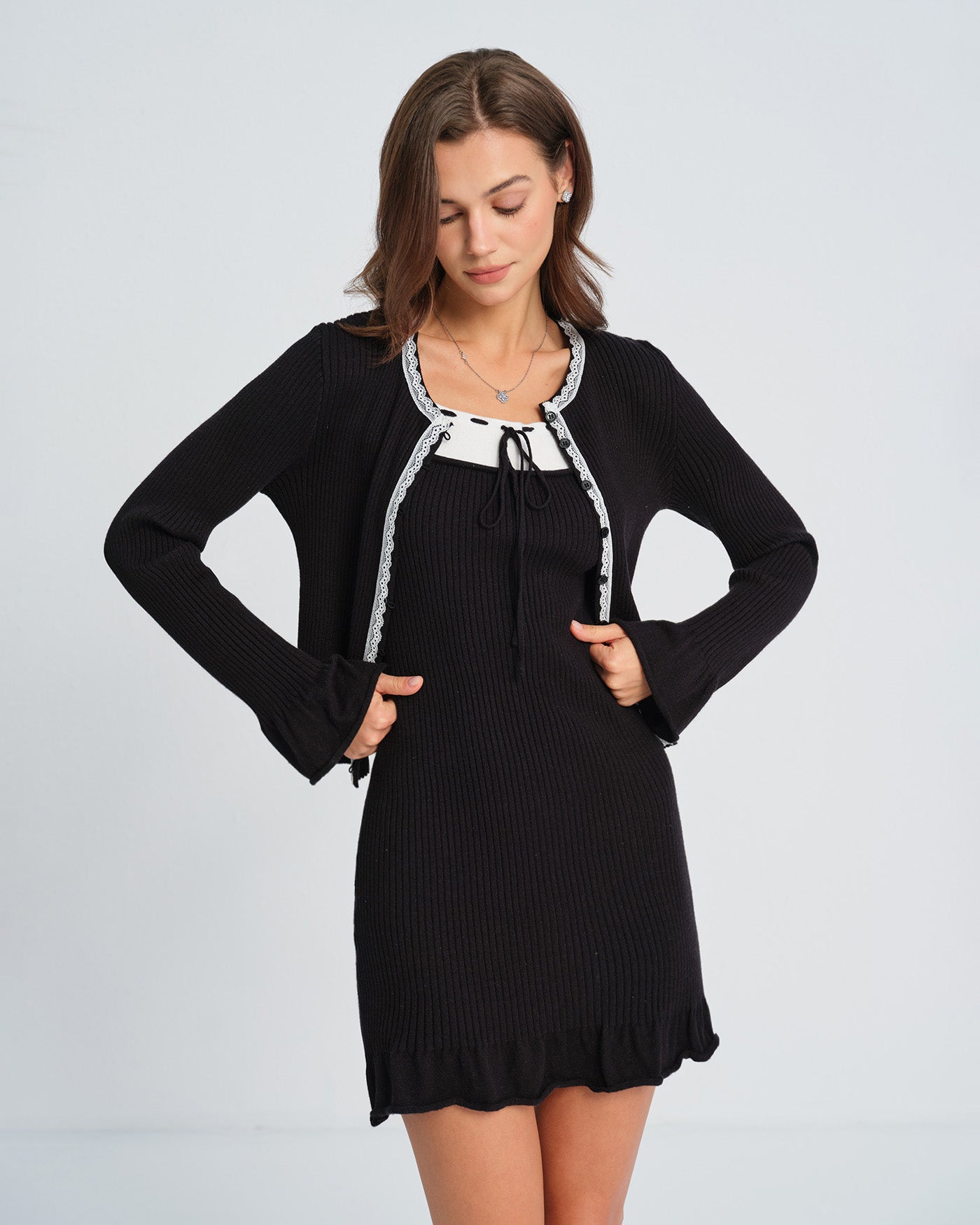 Women's Knitted Viscose Sweater Dresses Dresses - RIHOAS