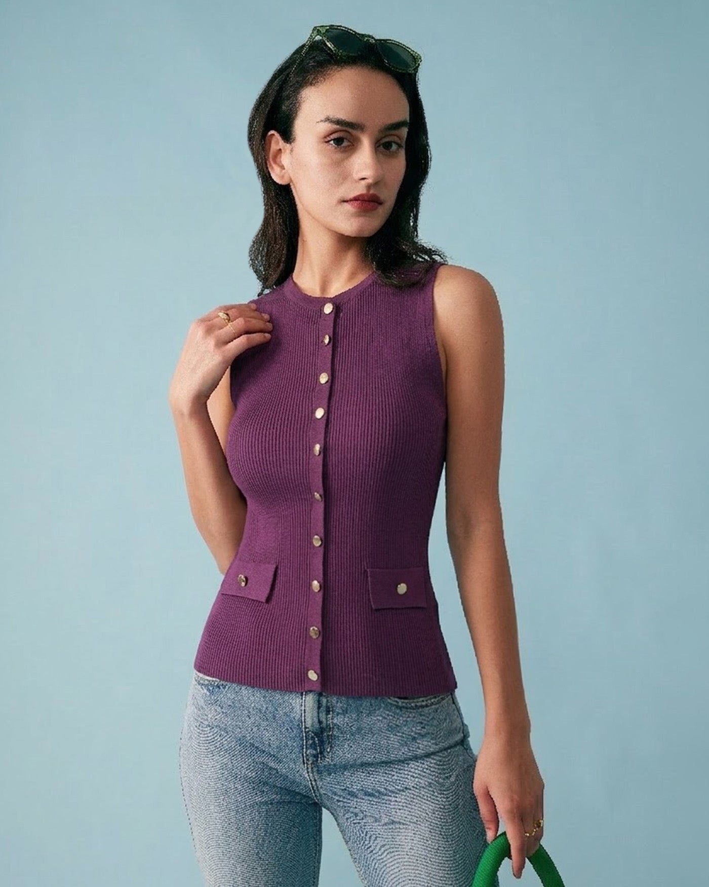 Women's Knitted Viscose Tank Tops Tops - RIHOAS