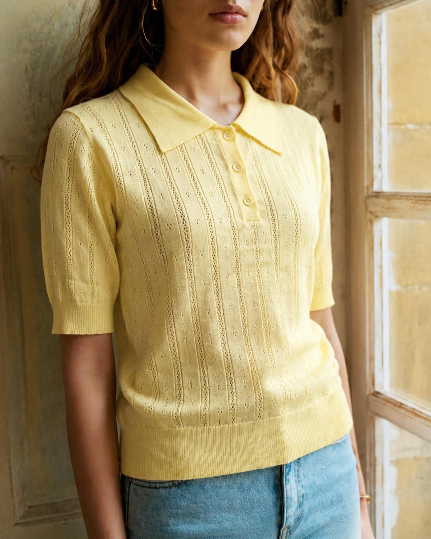 Women's Polyester Knit Sweater Tops - RIHOAS