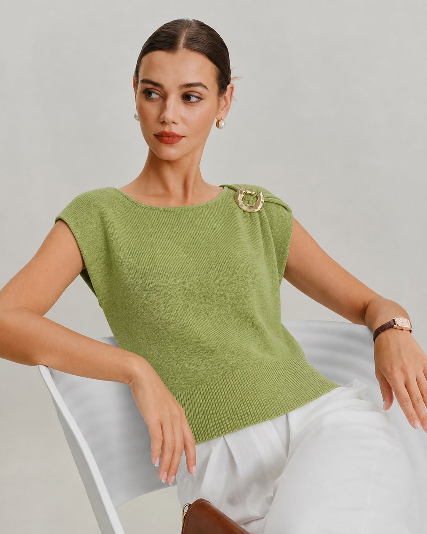 Women's Polyester Knit Sweater Tops - RIHOAS