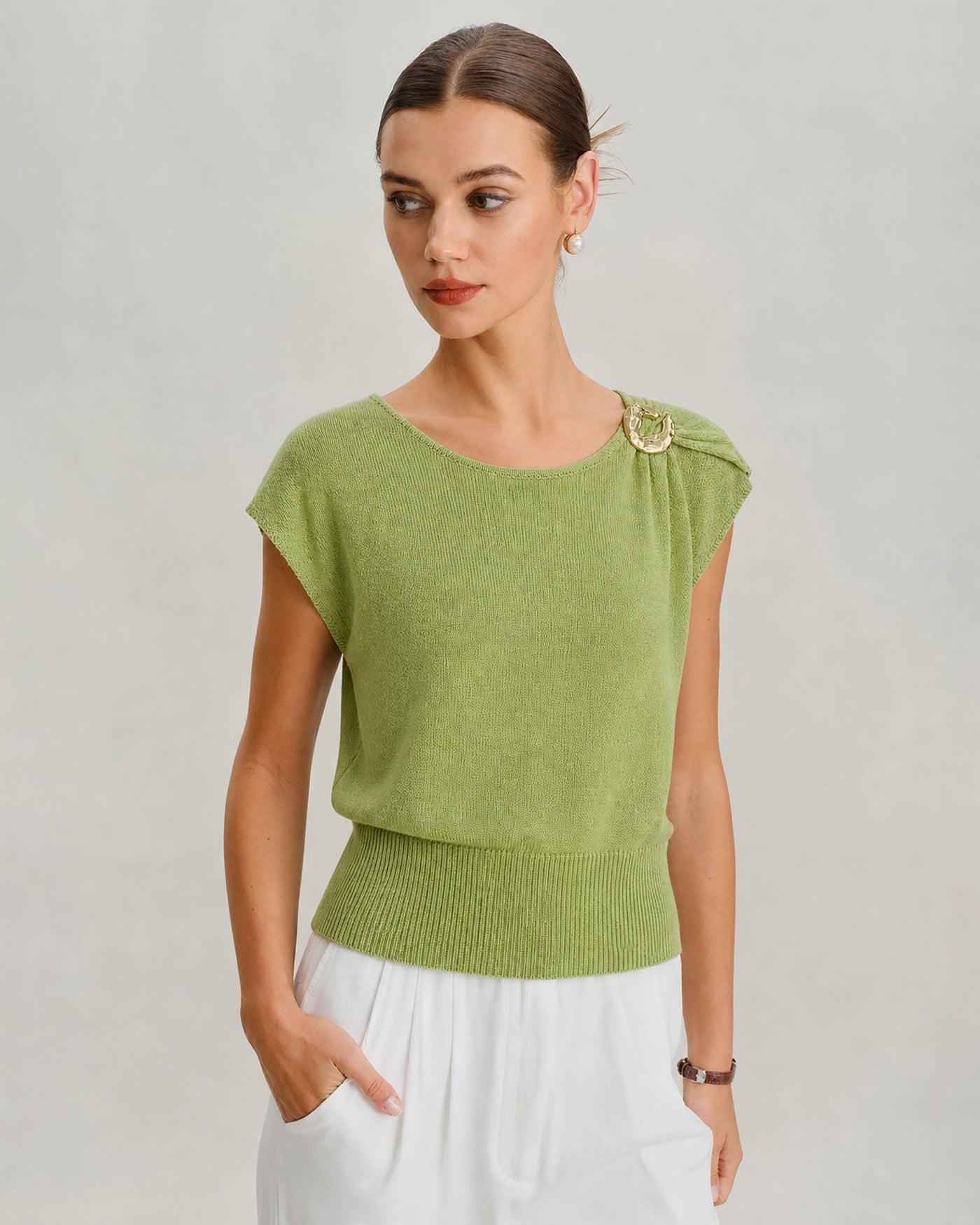 Women's Polyester Knit Sweater Tops - RIHOAS