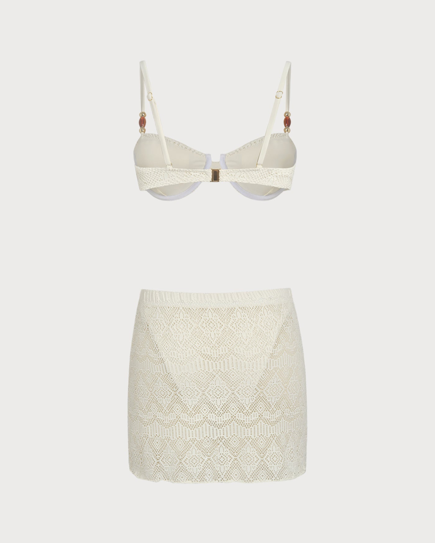 Women's Textured Fabric Underwire Three-Piece Bikini Set Bikinis - RIHOAS