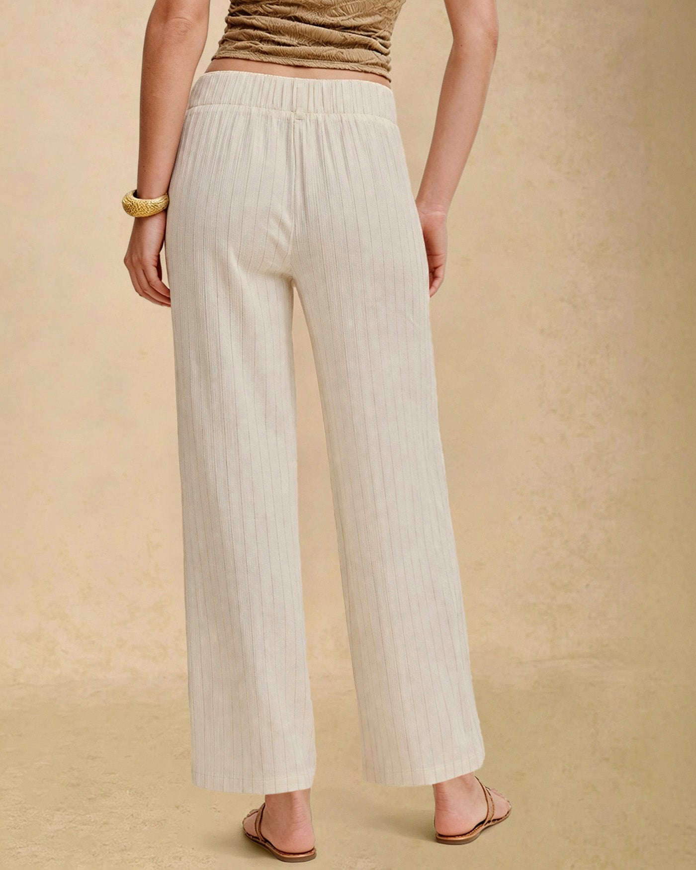 Women's Woven Cotton Casual Pants Bottoms - RIHOAS