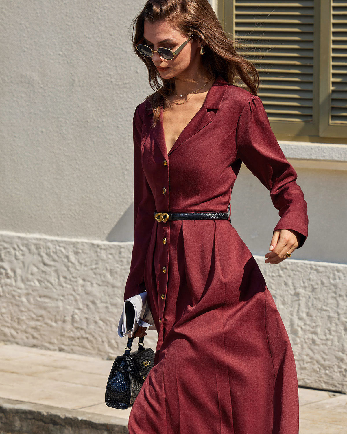 Women's Woven Cotton Midi Dress Dresses - RIHOAS