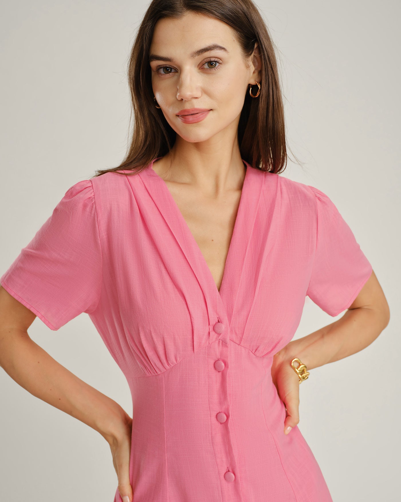 Women's Woven Cotton Midi Dress Dresses - RIHOAS