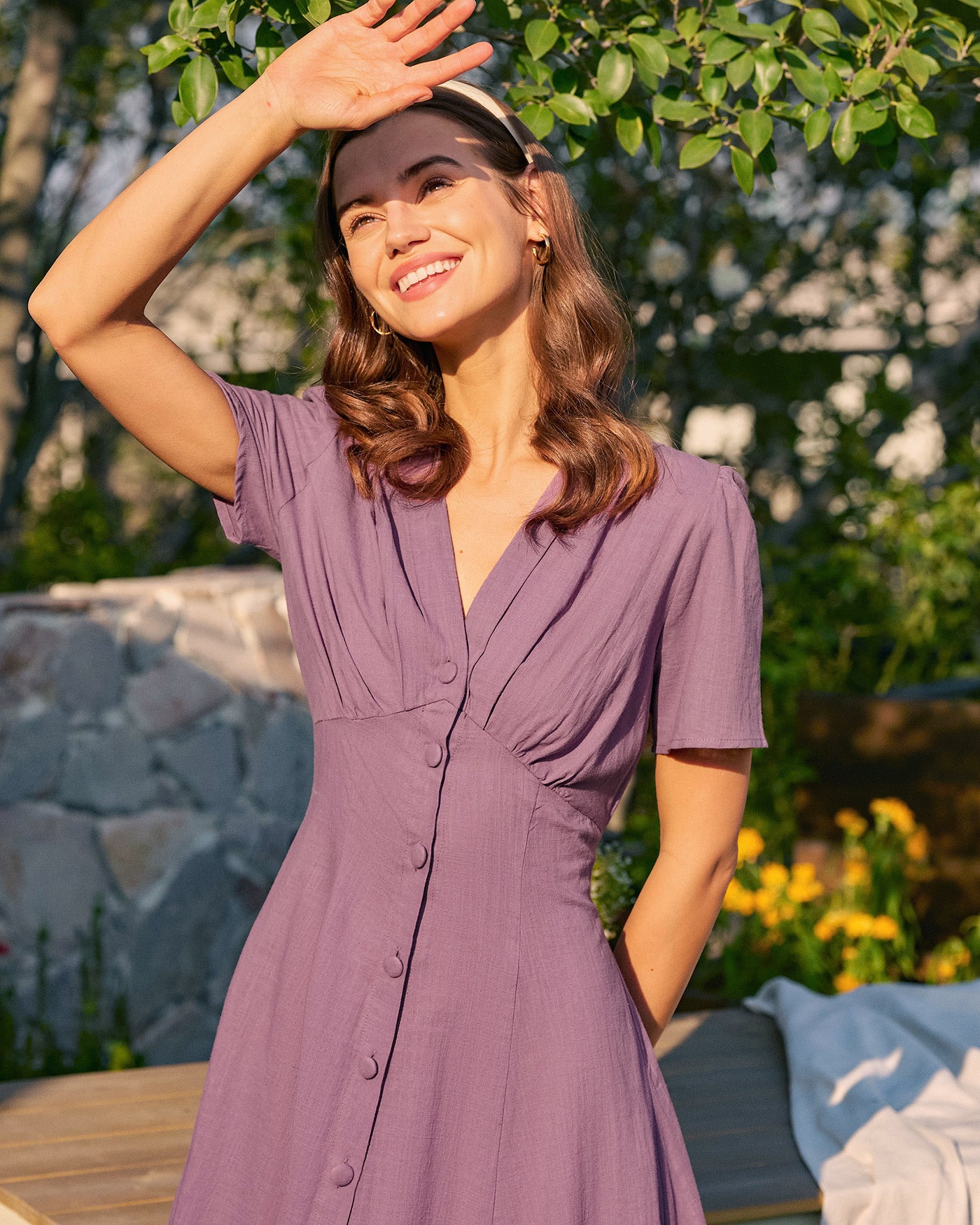 Women's Woven Cotton Midi Dress Dresses - RIHOAS