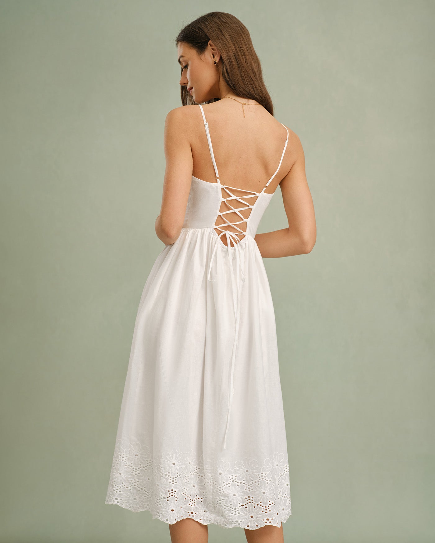 Women's Woven Cotton Midi Dress Dresses - RIHOAS
