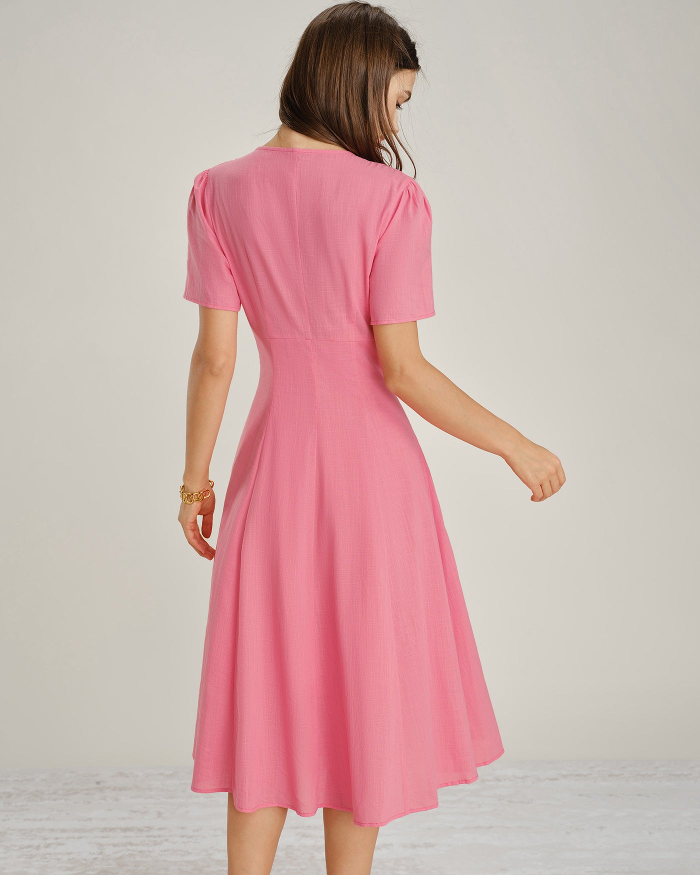 Women's Woven Cotton Midi Dress Dresses - RIHOAS