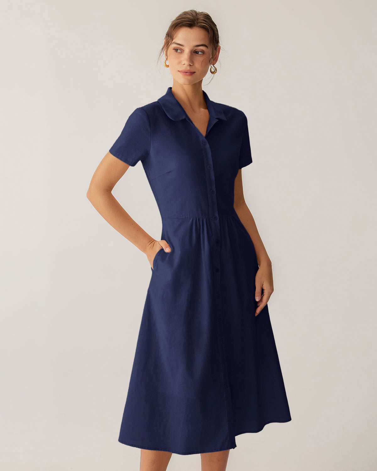 Women's Woven Cotton Midi Dresses Dresses - RIHOAS