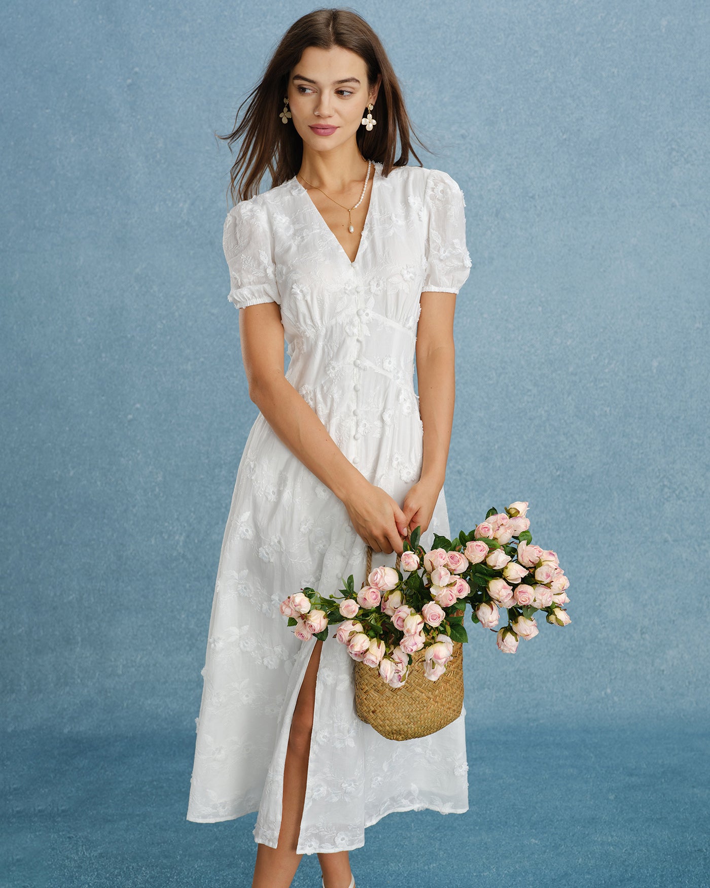 Women's Woven Cotton Midi Dresses Dresses - RIHOAS
