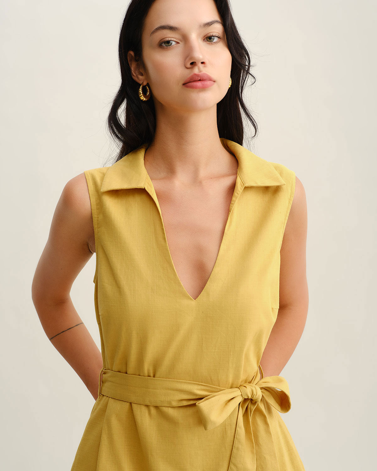 Women's Woven Cotton Mini Dress Dresses - RIHOAS