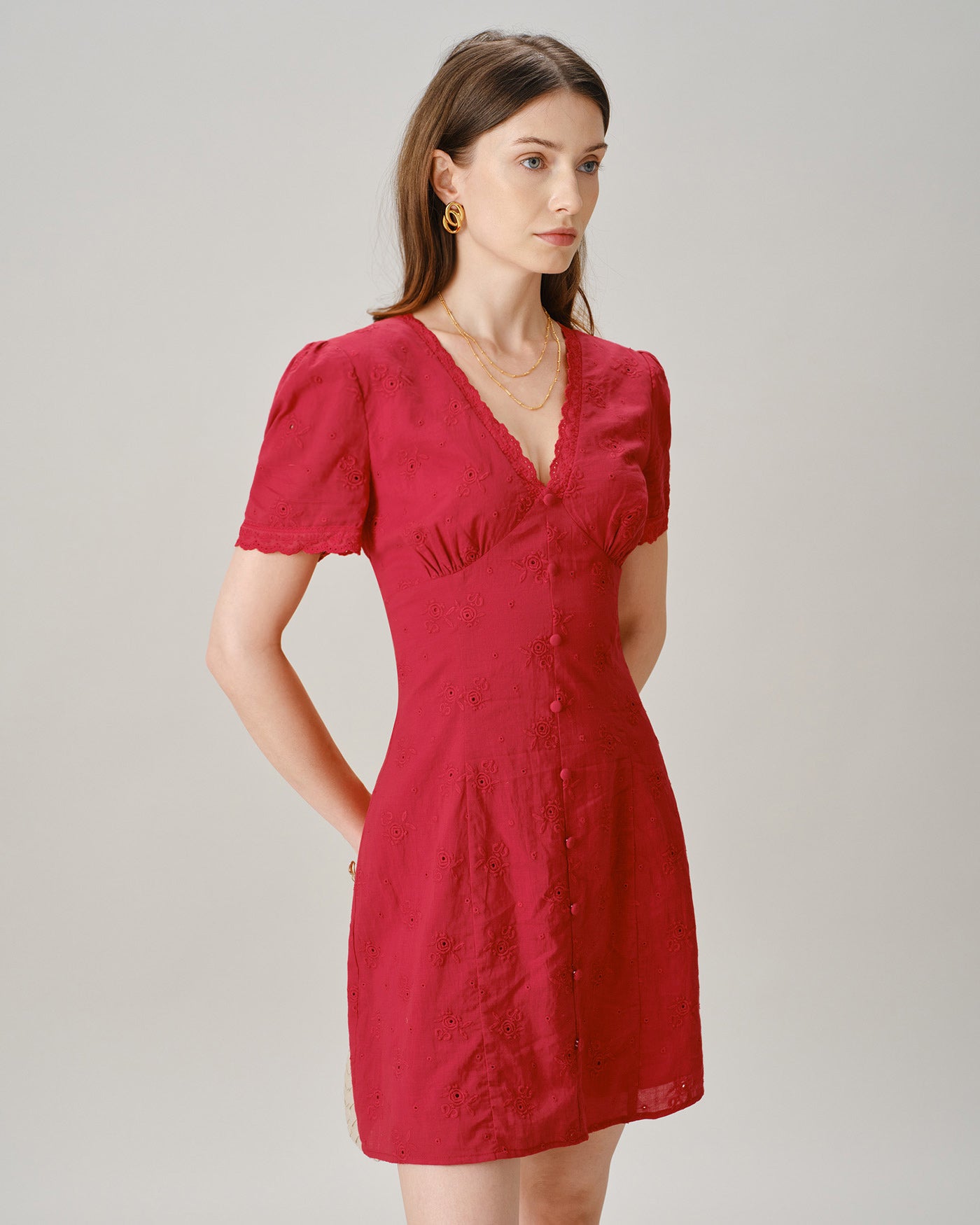 Women's Woven Cotton Mini Dress Dresses - RIHOAS