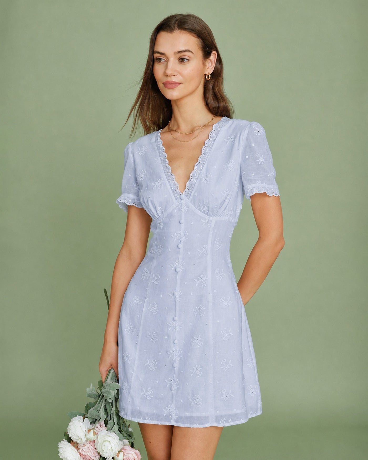 Women's Woven Cotton Mini Dress Dresses - RIHOAS