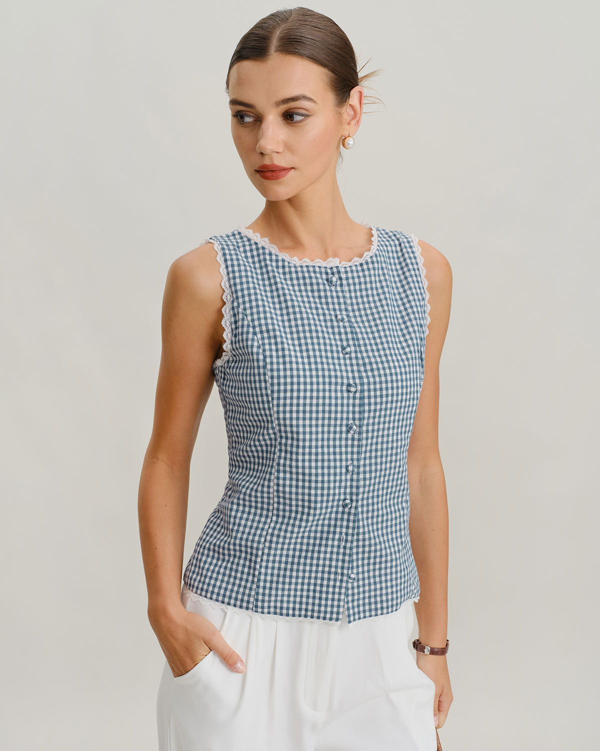 Women's Woven Cotton Tank Top Tops - RIHOAS
